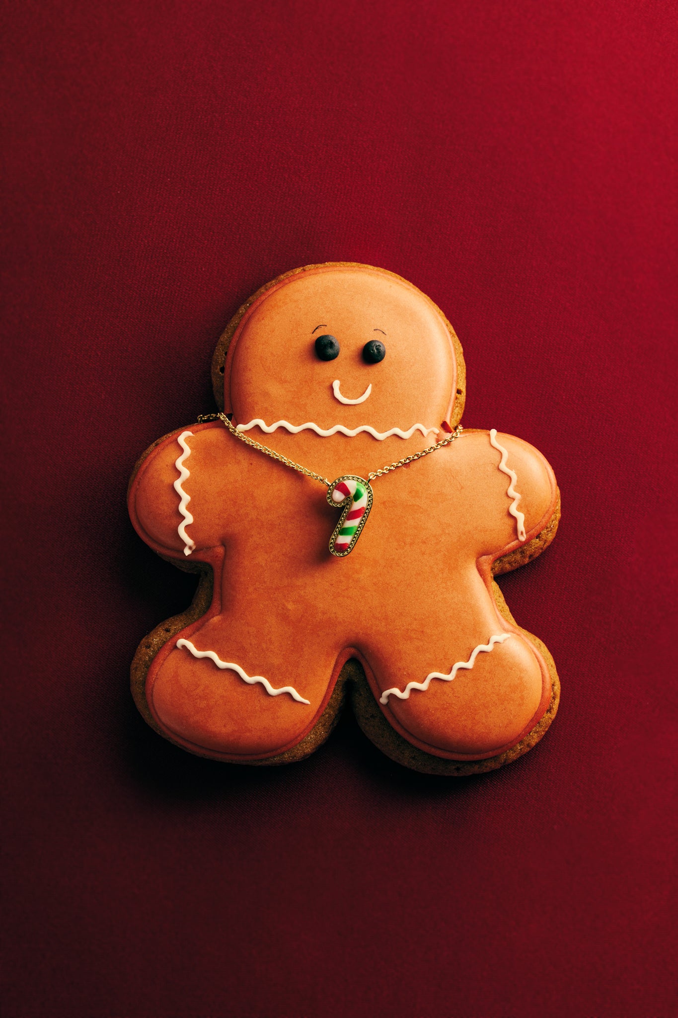 Kendra Scott Candy Cane Pendant Necklace in Ivory Mother of Pearl, Red Green Enamel and Gold Plated