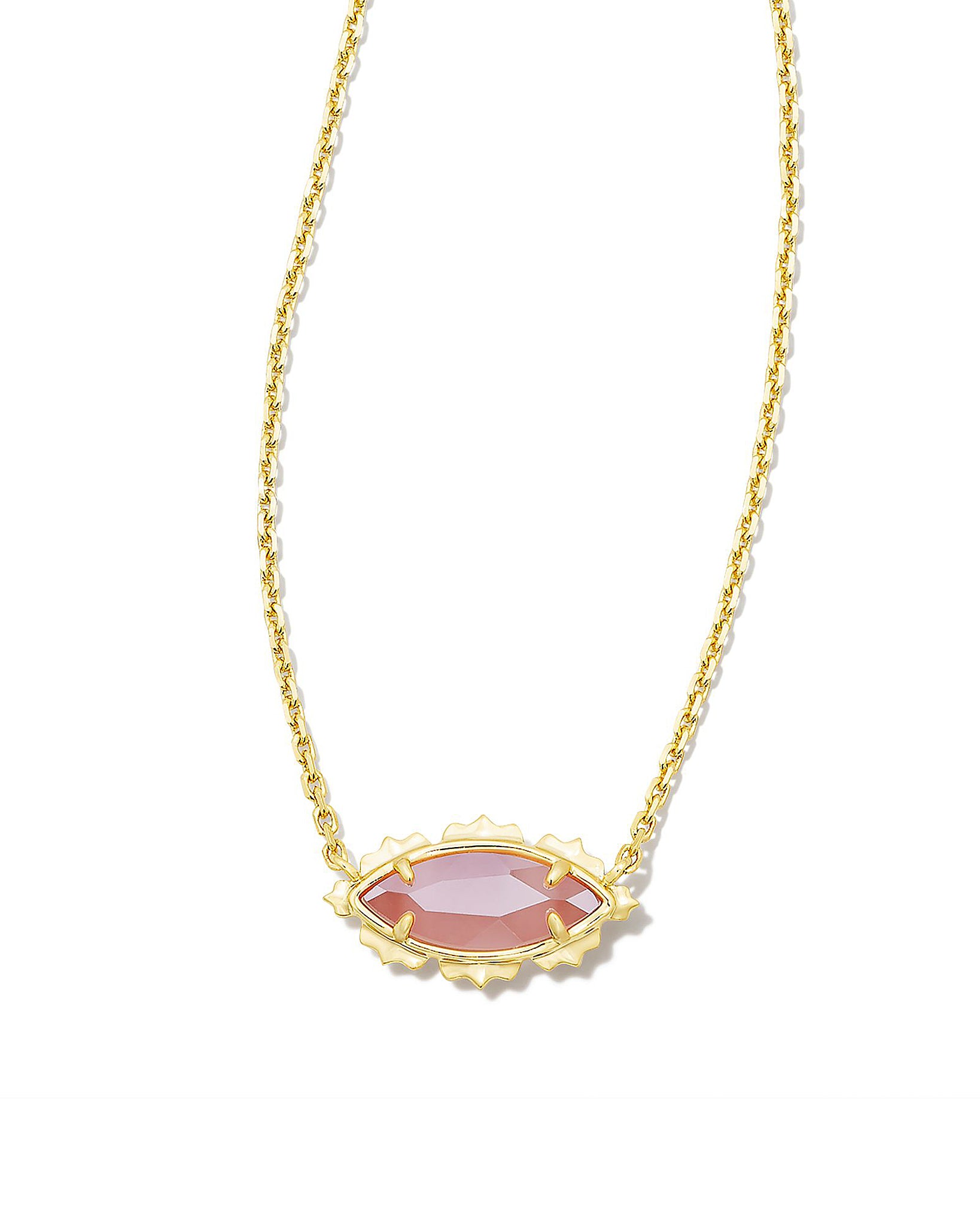 Kendra Scott Genevieve Marquise Pendant Necklace in Luster Plated Pink Cat's Eye and Gold