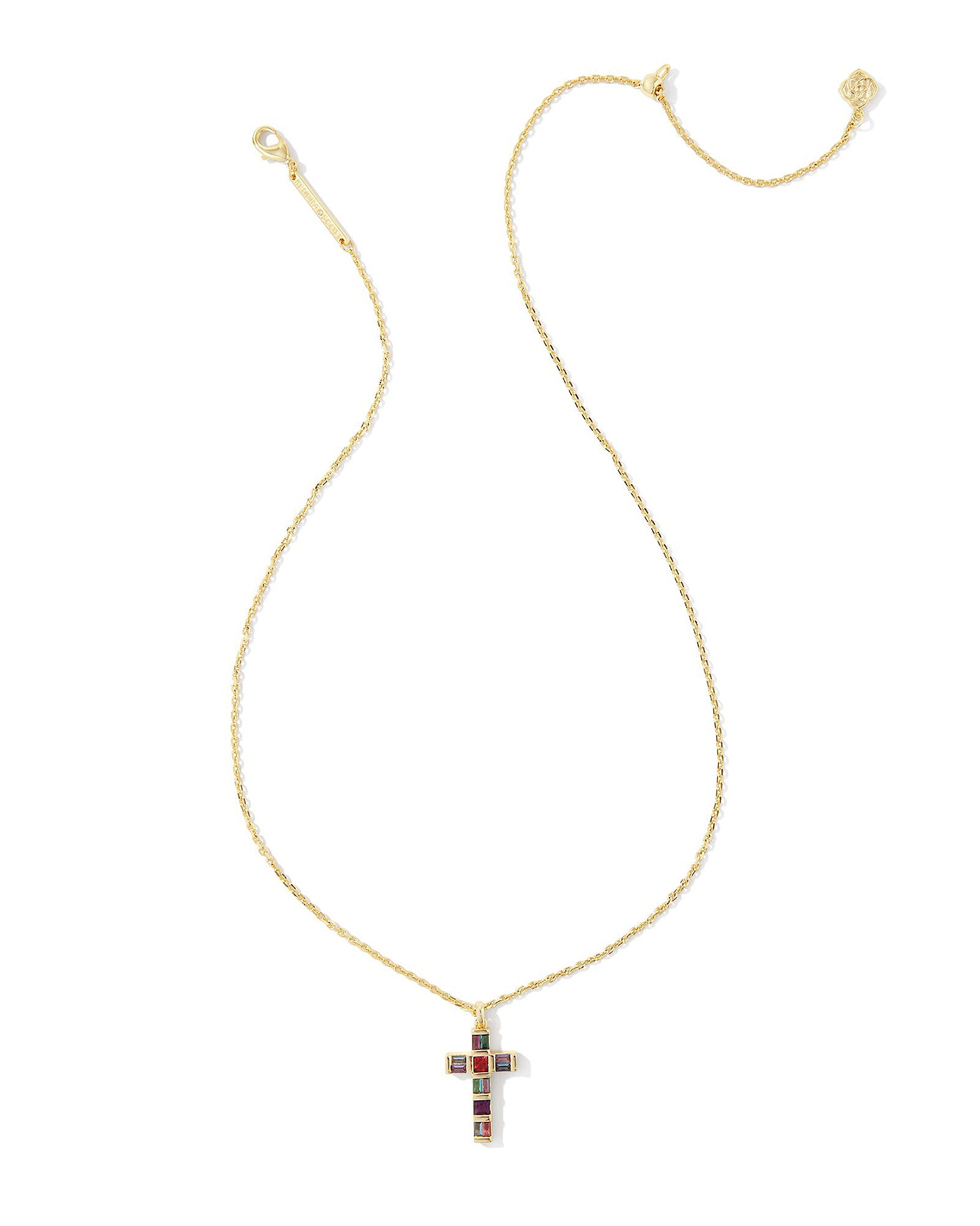 Kendra Scott Gracie Cross Pendant Necklace in Multi Mix and Gold