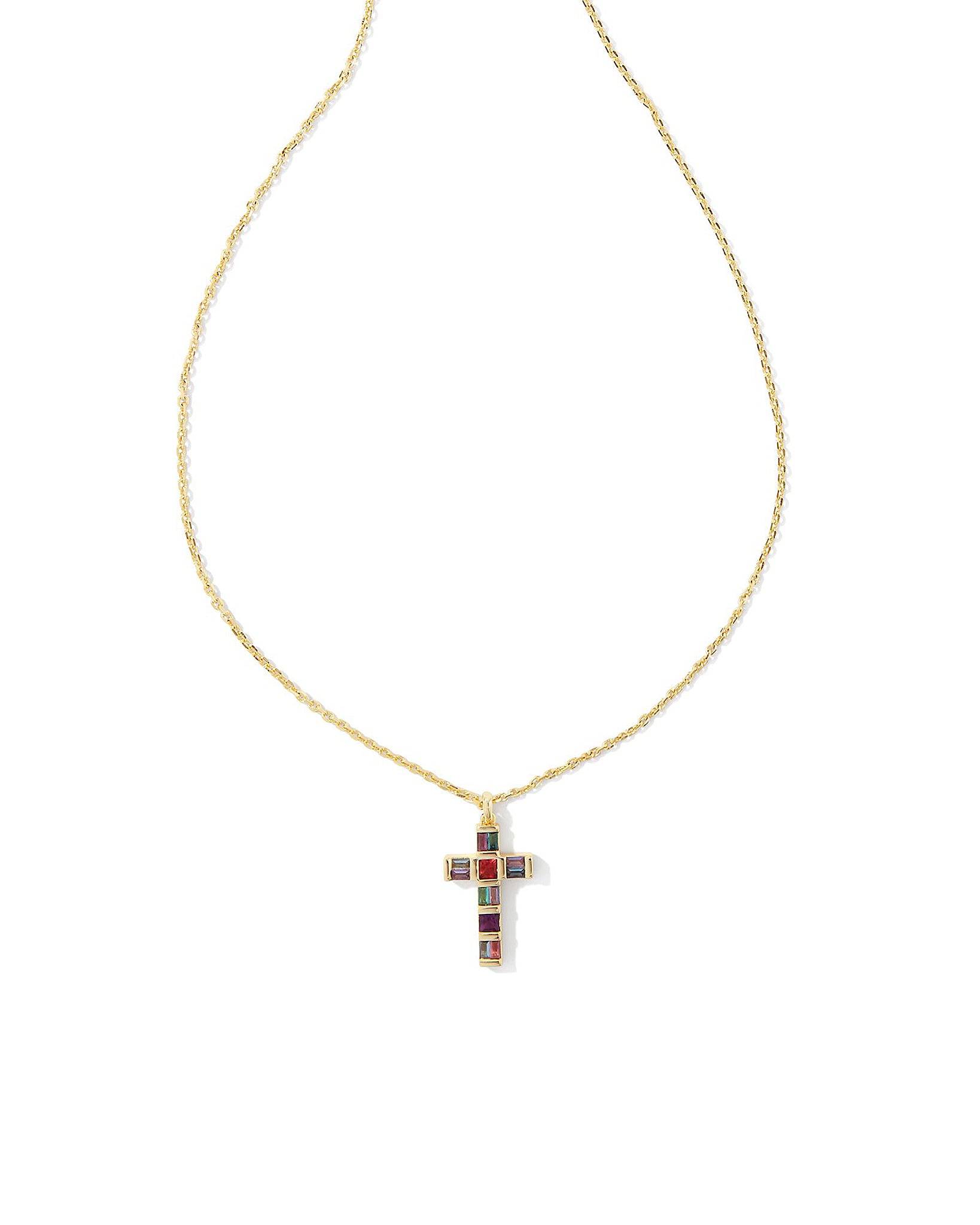 Kendra Scott Gracie Cross Pendant Necklace in Multi Mix and Gold
