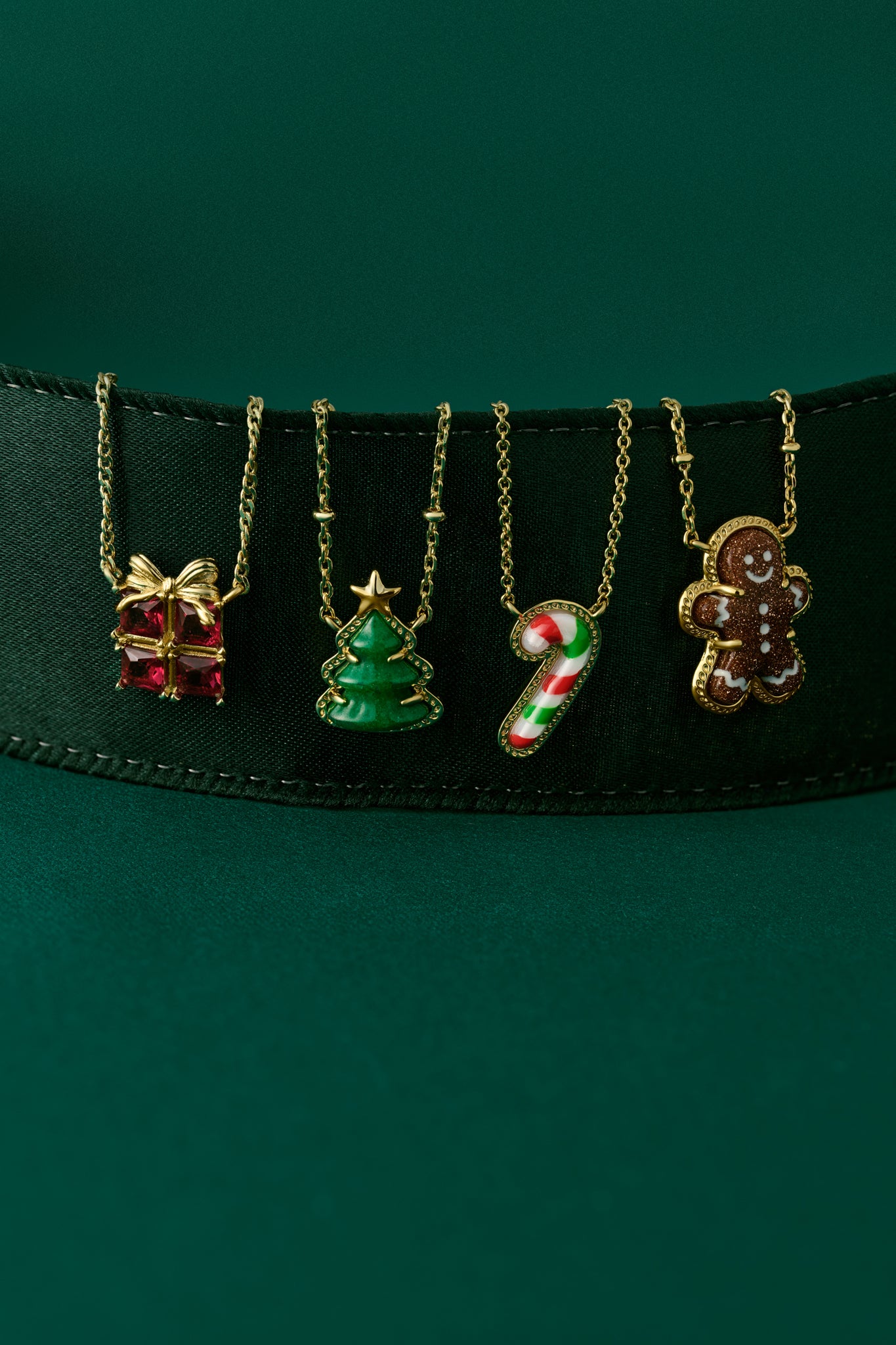 Kendra Scott Candy Cane Pendant Necklace in Ivory Mother of Pearl, Red Green Enamel and Gold Plated