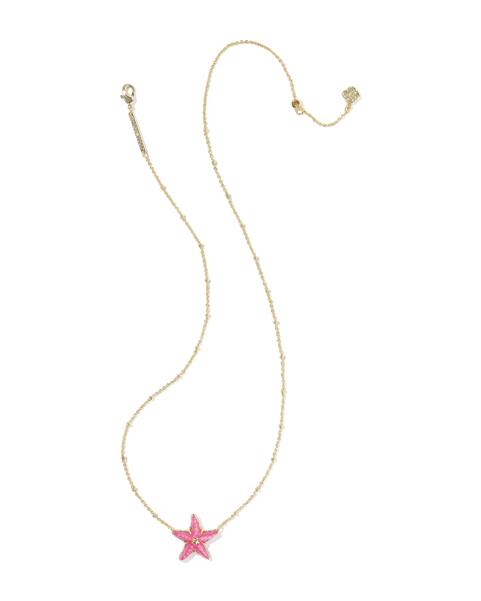 Kendra Scott Parker Starfish Pendant Necklace in Bright Pink Mother of Pearl and Gold Plated