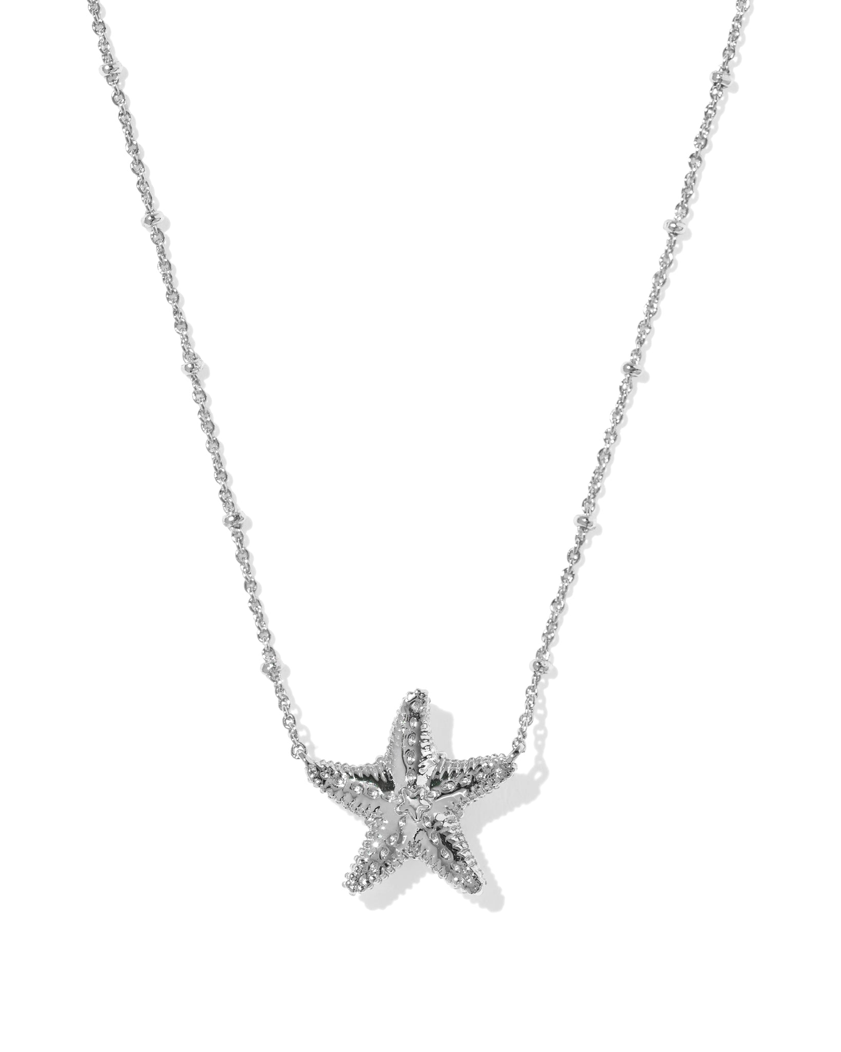 Kendra Scott Parker Starfish Pendant Necklace in Natural Mother of Pearl and Rhodium Plated