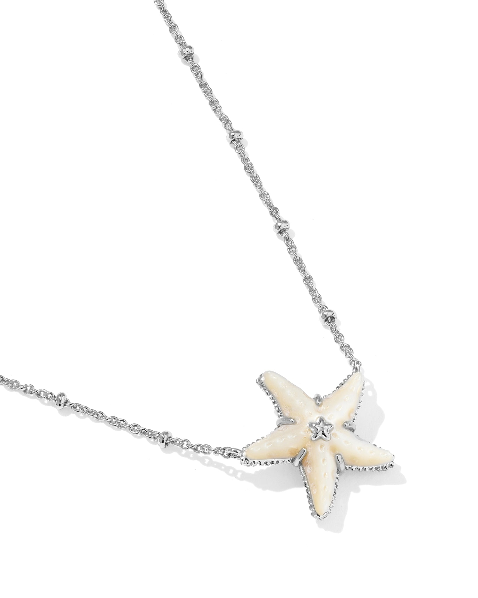 Kendra Scott Parker Starfish Pendant Necklace in Natural Mother of Pearl and Rhodium Plated