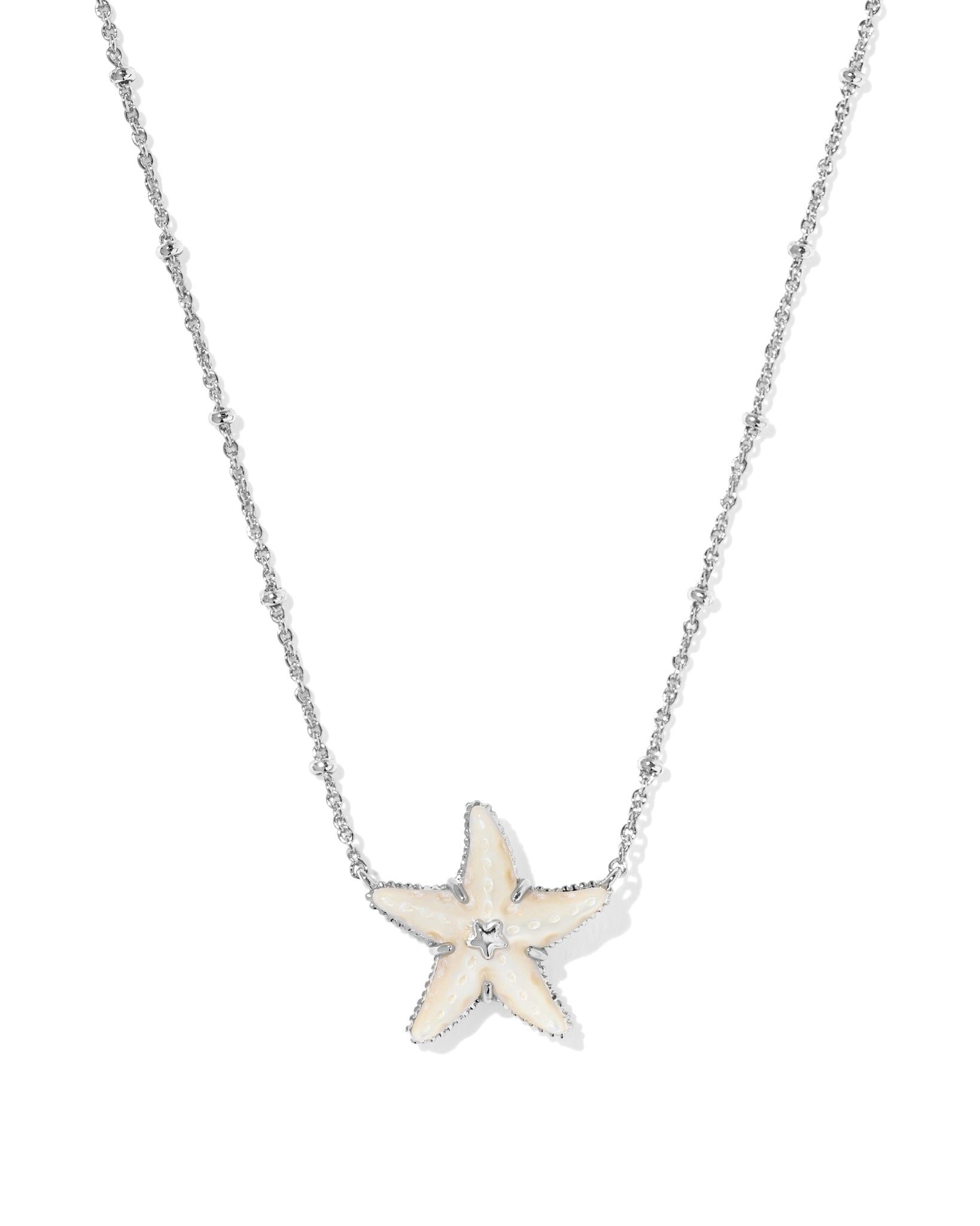 Kendra Scott Parker Starfish Pendant Necklace in Natural Mother of Pearl and Rhodium Plated
