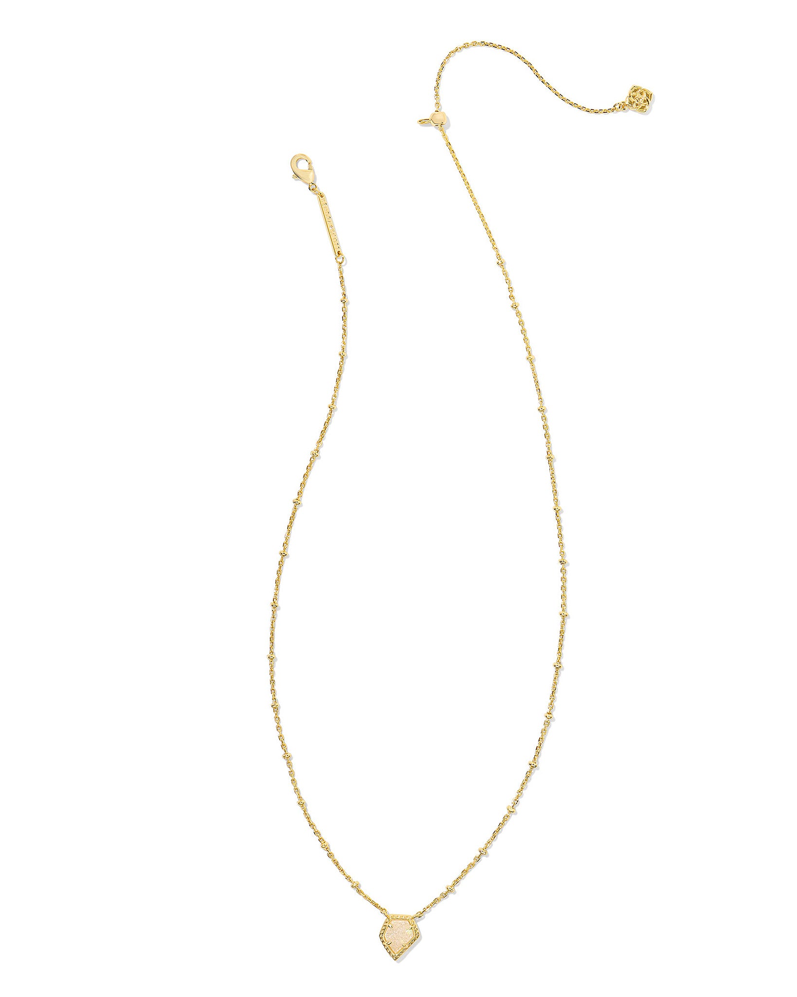 Kendra Scott Tessa Framed Satellite Chain Pendant Necklace in Iridescent Drusy and Gold Plated
