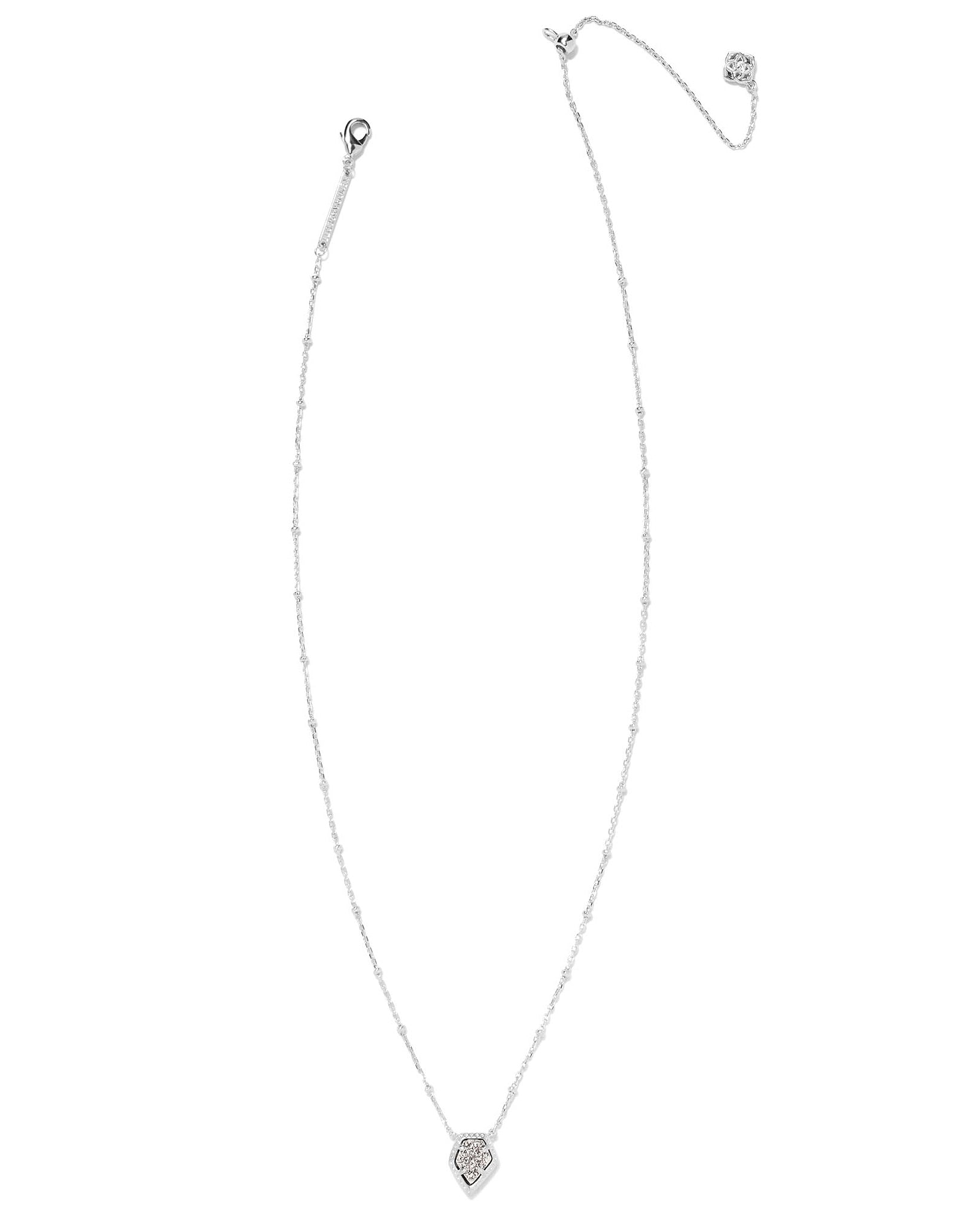 Kendra Scott Tessa Framed Satellite Chain Pendant Necklace in Platinum Drusy and Rhodium Plated