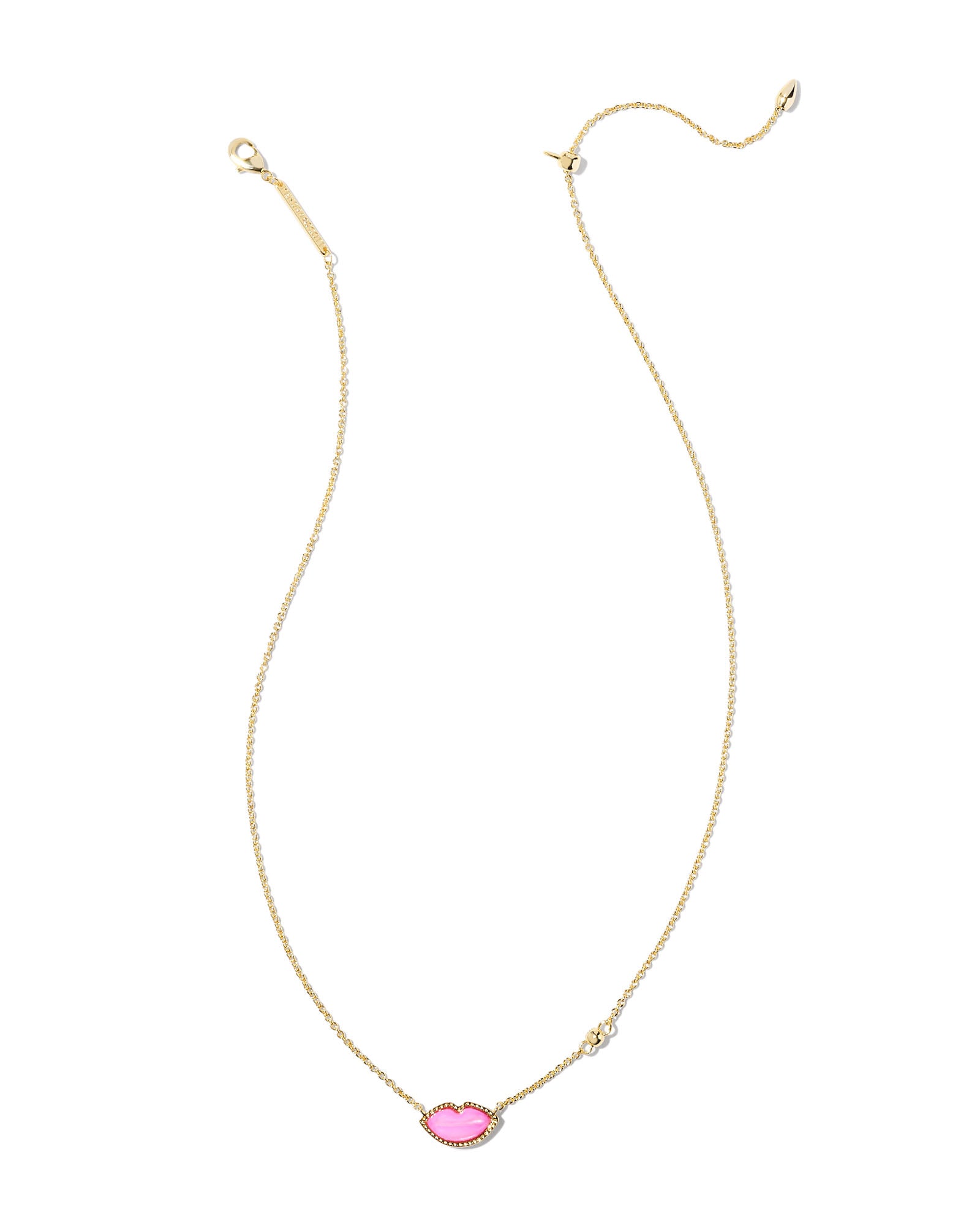 Kendra Scott Lips Pendant Necklace in Hot Pink Mother of Pearl and Gold Plated