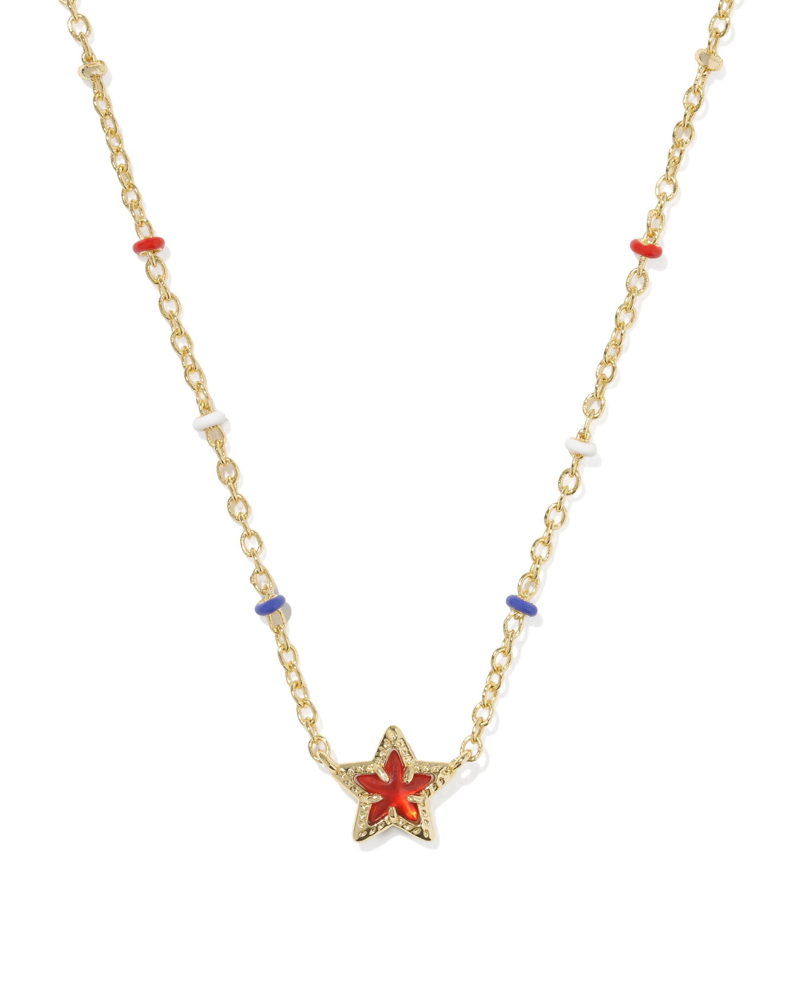 Kendra Scott Mini Cassidy Short Pendant Necklace in Red Illusion and Gold Plated