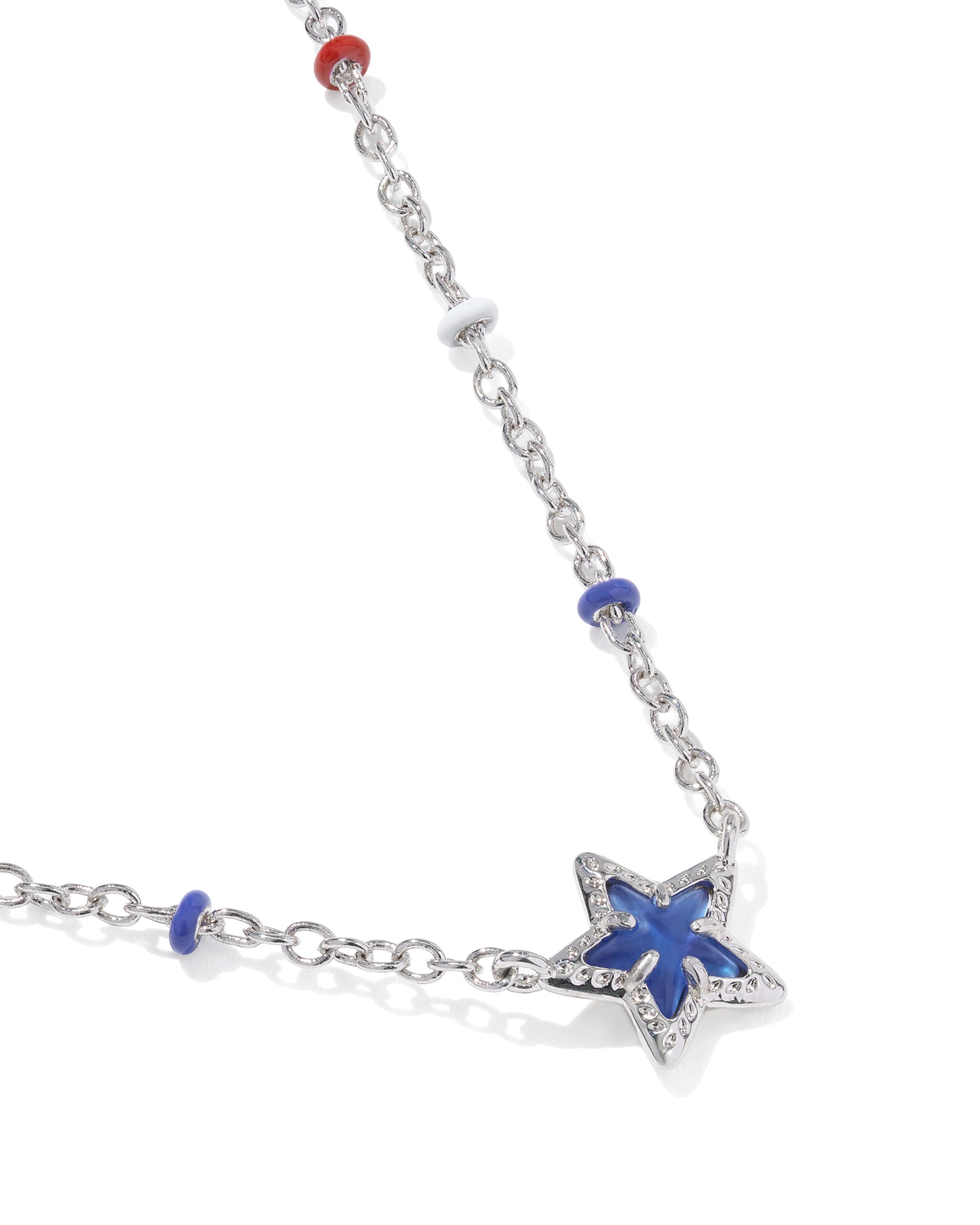 Kendra Scott Mini Cassidy Short Pendant Necklace in Cobalt Blue Illusion and Rhodium Plated