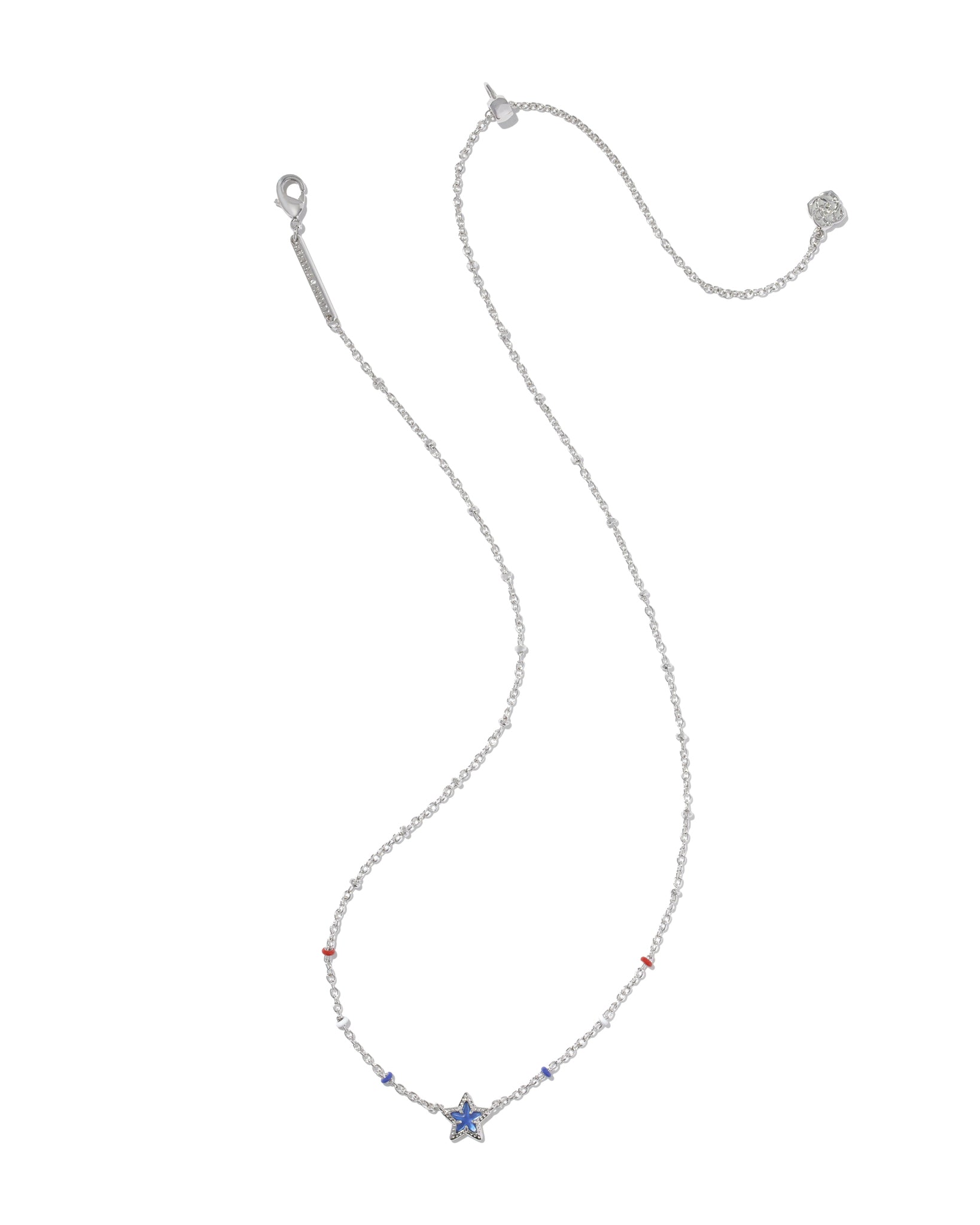 Kendra Scott Mini Cassidy Short Pendant Necklace in Cobalt Blue Illusion and Rhodium Plated