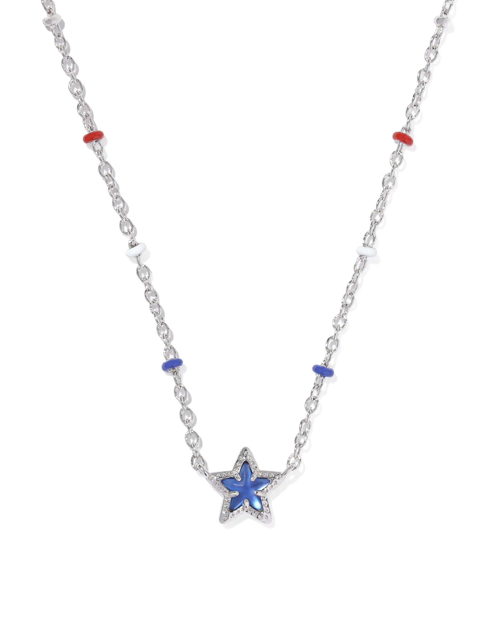 Kendra Scott Mini Cassidy Short Pendant Necklace in Cobalt Blue Illusion and Rhodium Plated
