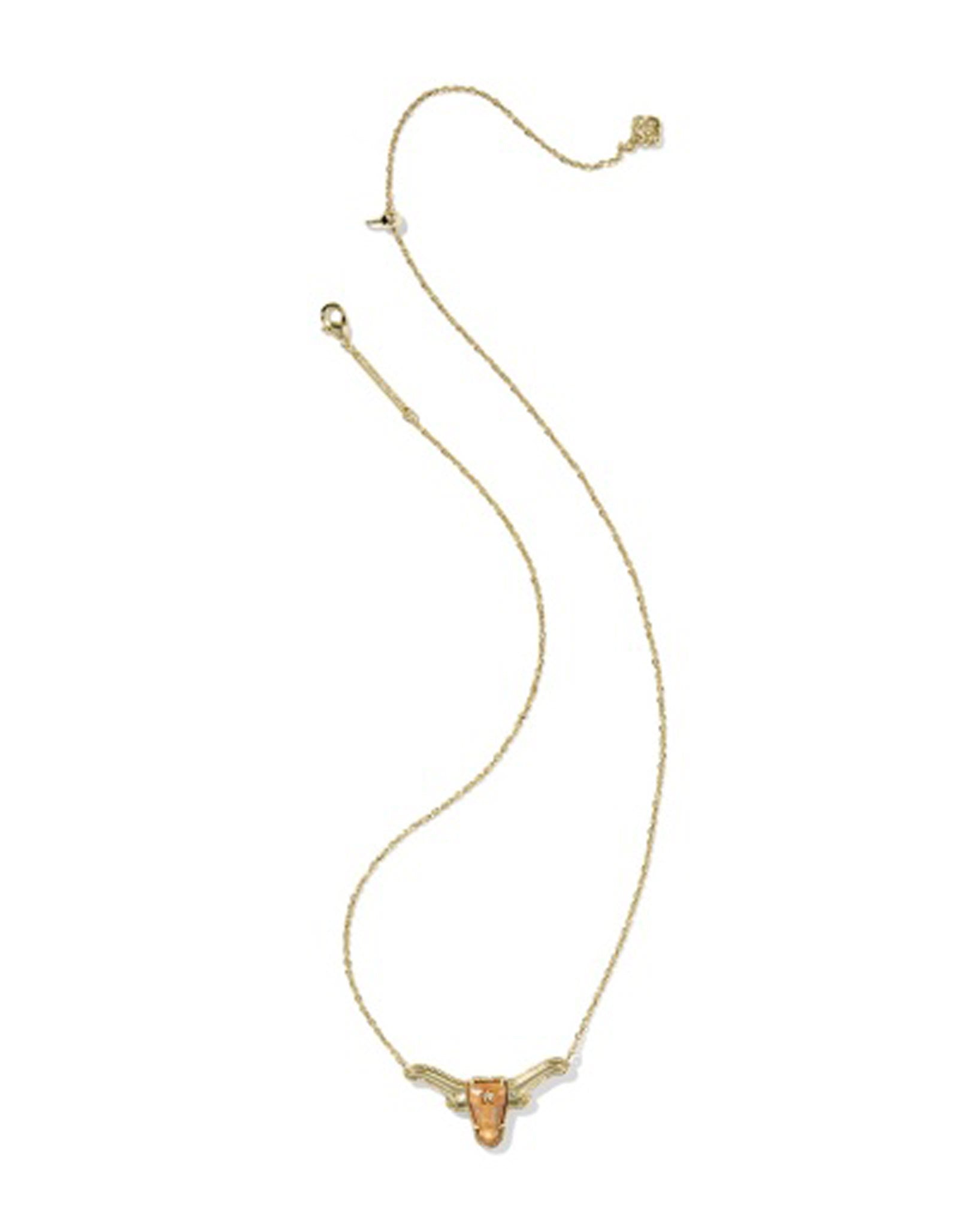 Kendra Scott Longhorn Short Pendant Necklace in Variegated Orange Magnesite and Gold Plated