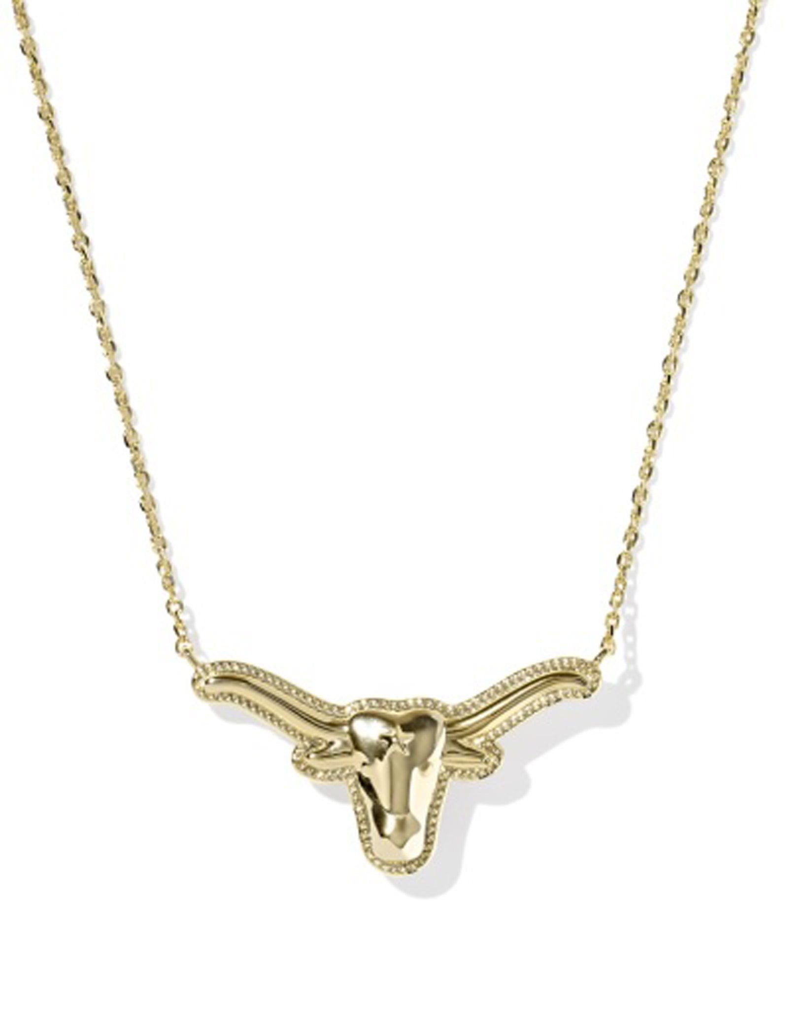 Kendra Scott Longhorn Short Pendant Necklace in Variegated Orange Magnesite and Gold Plated