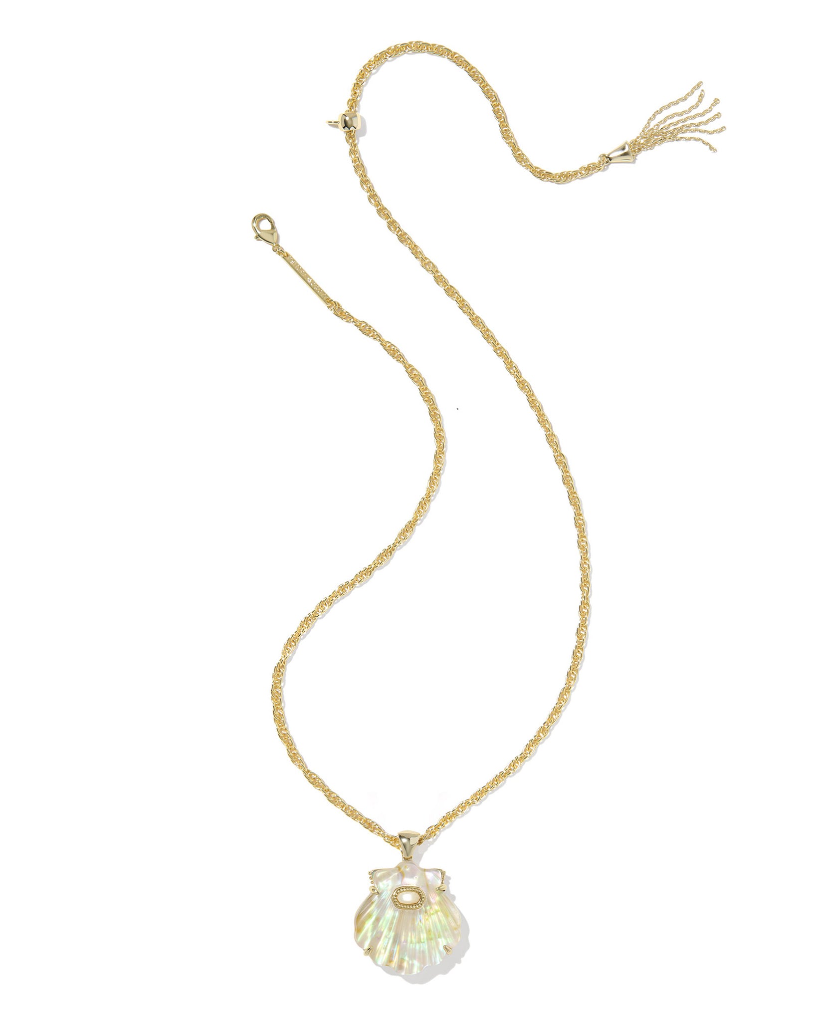 Kendra Scott Lucia Shell Short Pendant Necklace in Iridescent Abalone and Gold Plated