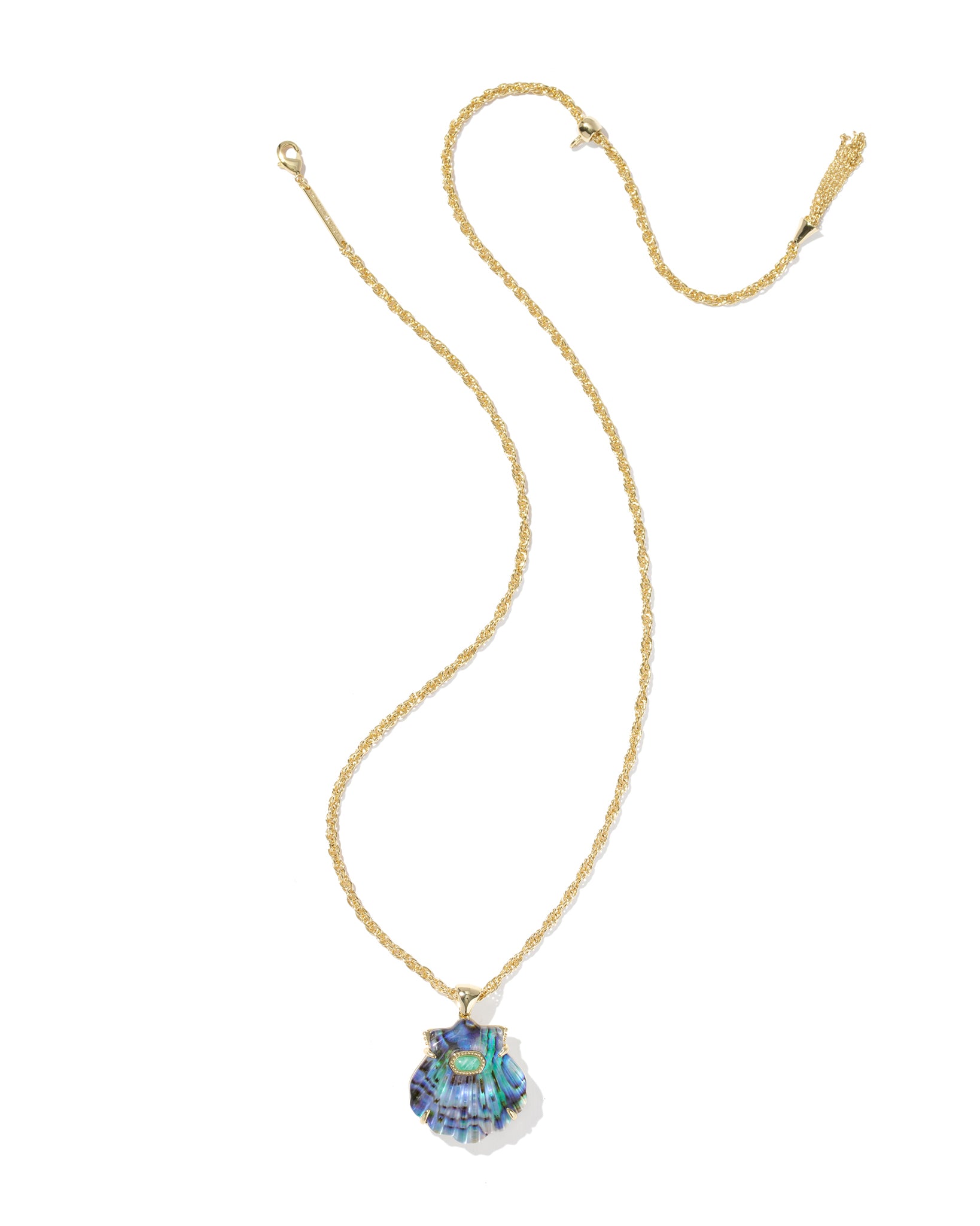 Kendra Scott Lucia Shell Short Pendant Necklace in Abalone and Gold Plated
