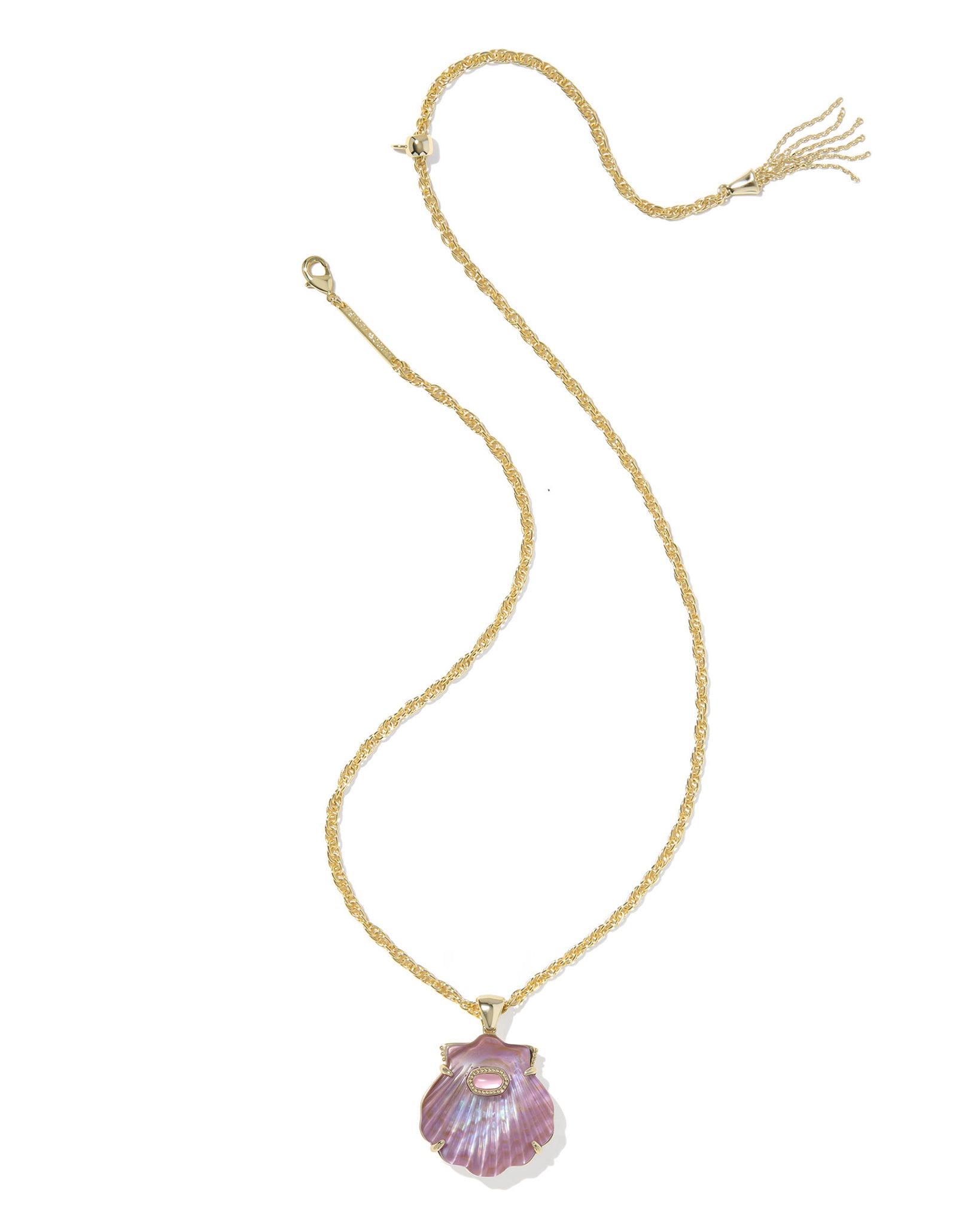Kendra Scott Lucia Shell Short Pendant Necklace in Light Mauve Illusion and Gold Plated