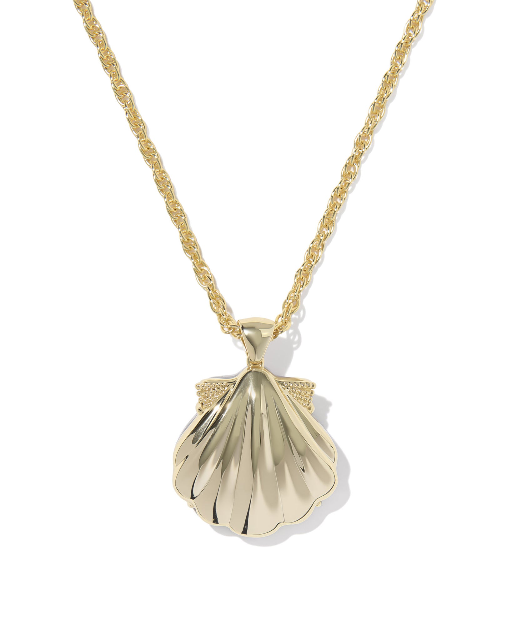 Kendra Scott Lucia Shell Short Pendant Necklace in Iridescent Abalone and Gold Plated