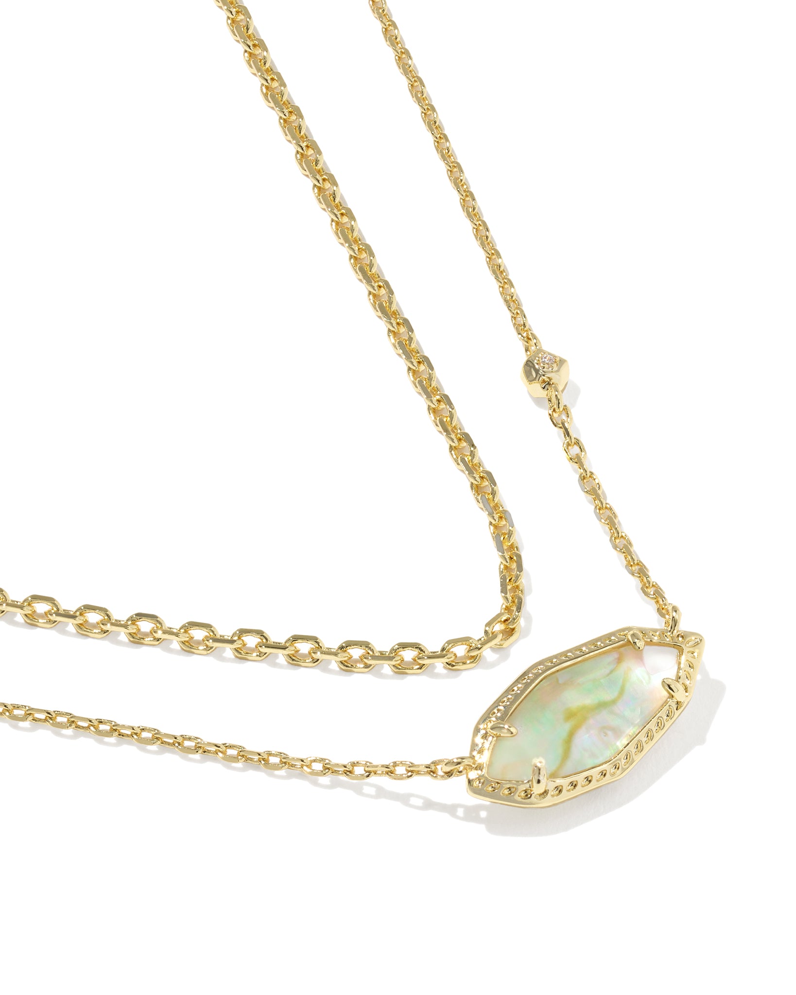 Kendra Scott Ophelia Multi Strand Pendant Necklace in Iridescent Abalone and Gold Plated