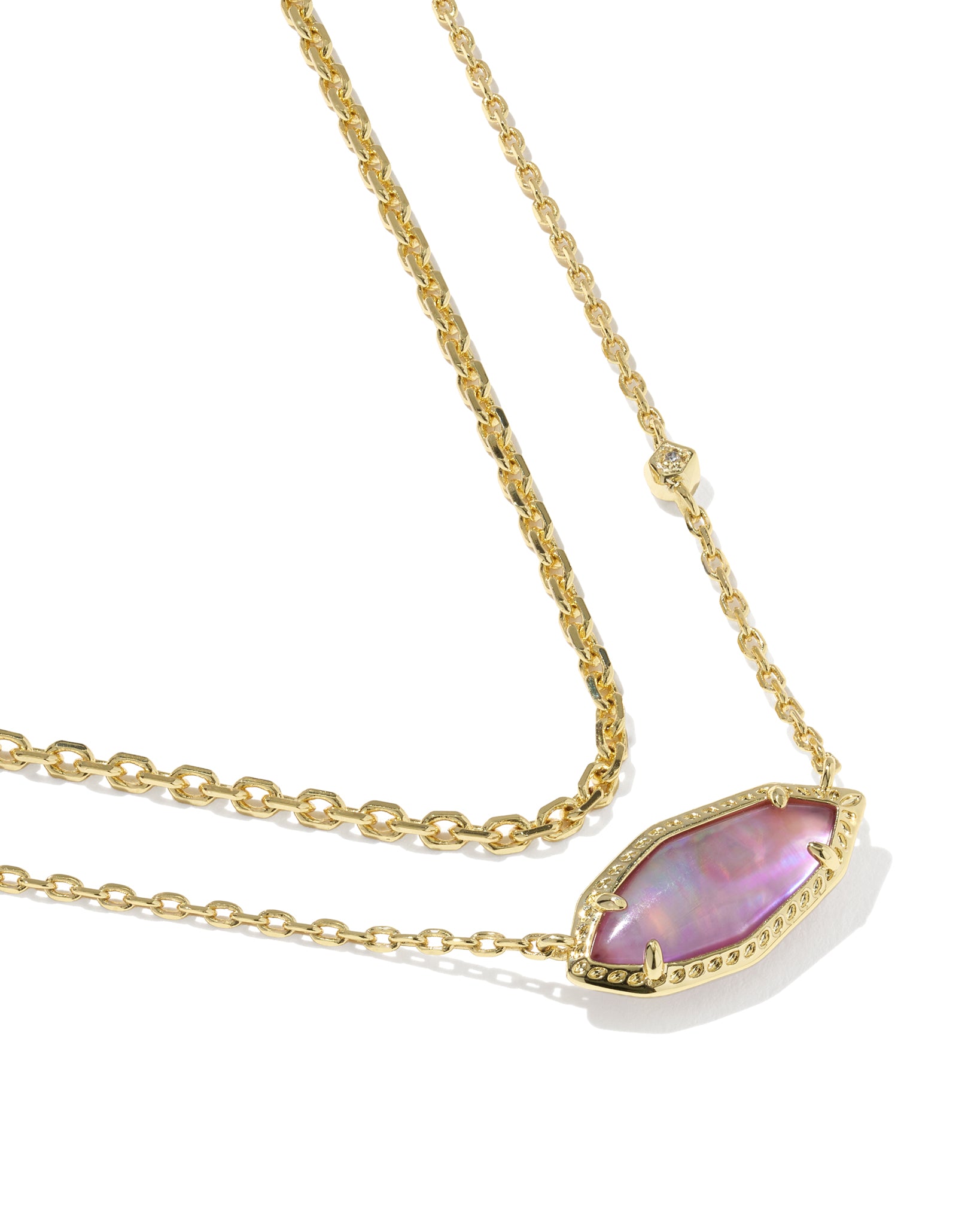 Kendra Scott Ophelia Multi Strand Pendant Necklace in Light Mauve Illusion and Gold Plated