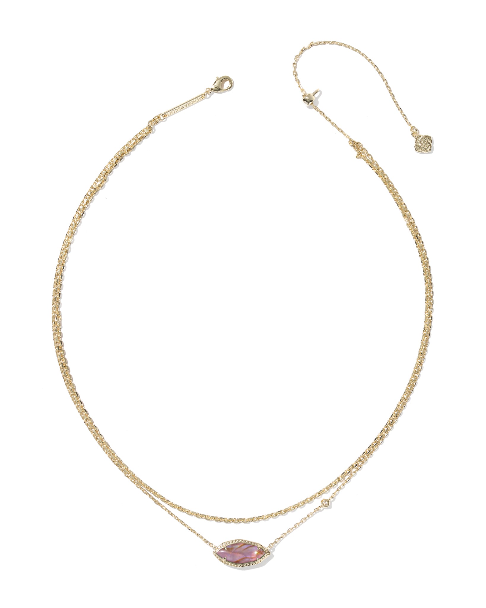 Kendra Scott Ophelia Multi Strand Pendant Necklace in Light Mauve Illusion and Gold Plated