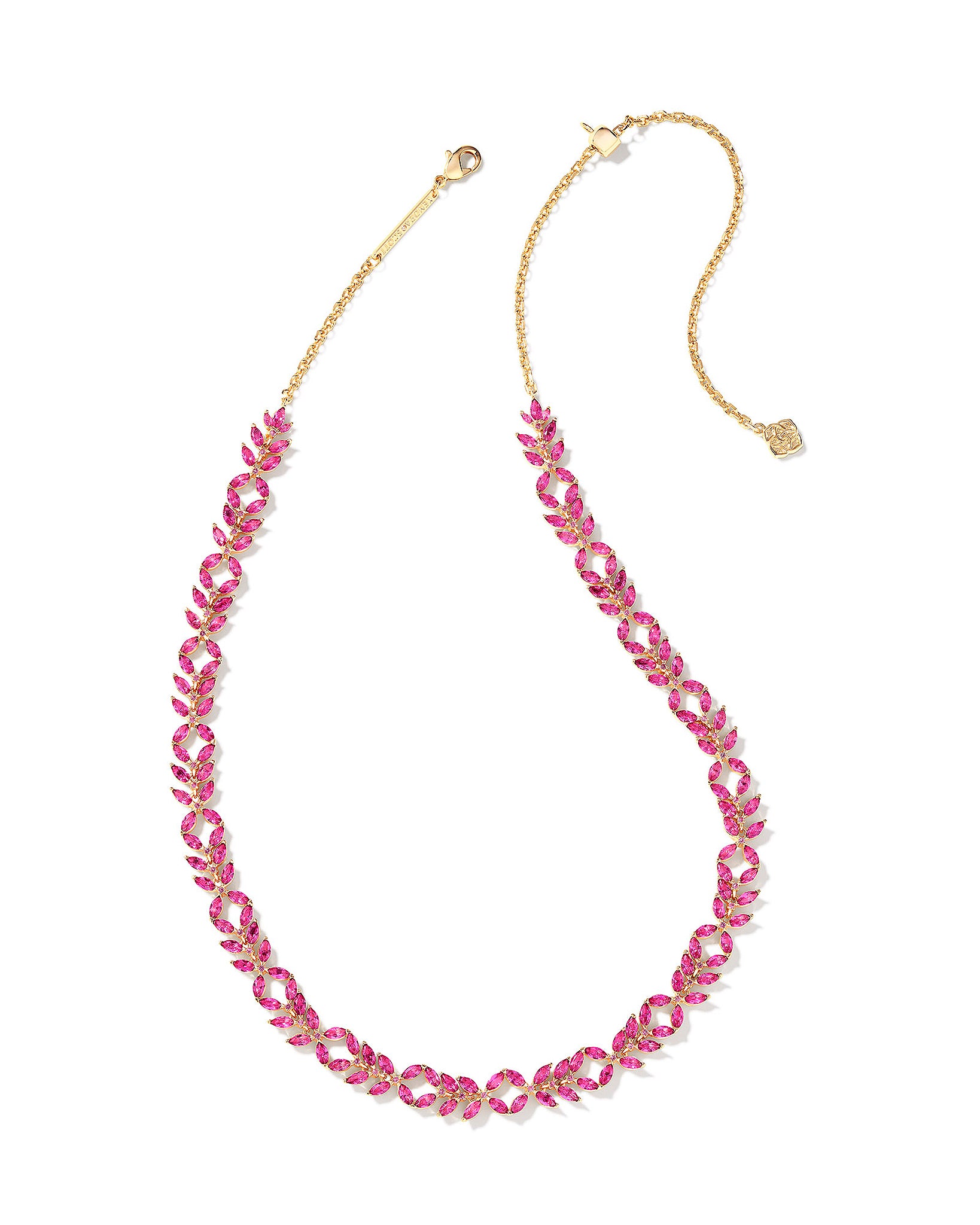 Kendra Scott Rosalie Tennis Necklace in Pink Crystal and Gold Plated