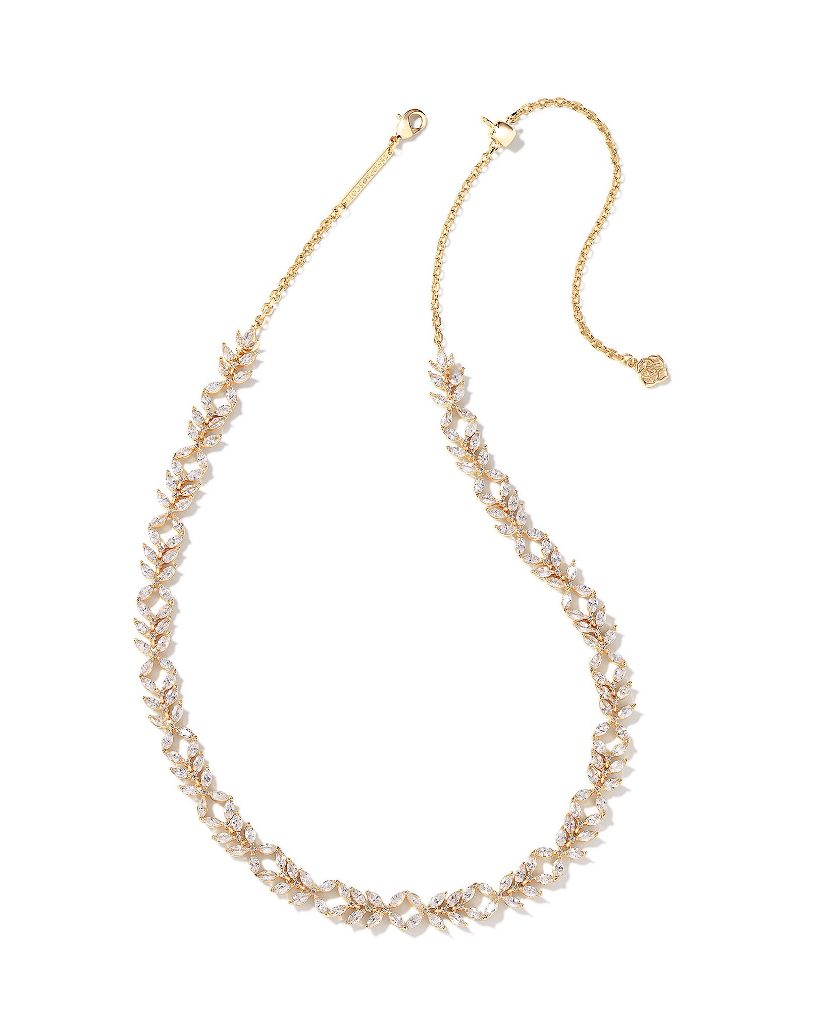 Kendra Scott Rosalie Tennis Necklace in White Crystal and Gold Plated