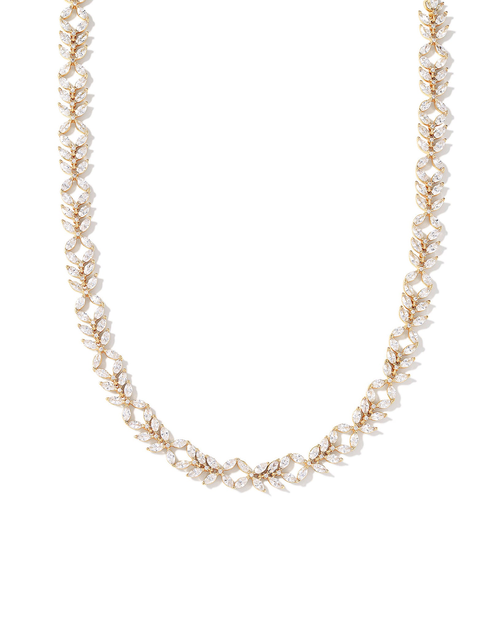 Kendra Scott Rosalie Tennis Necklace in White Crystal and Gold Plated