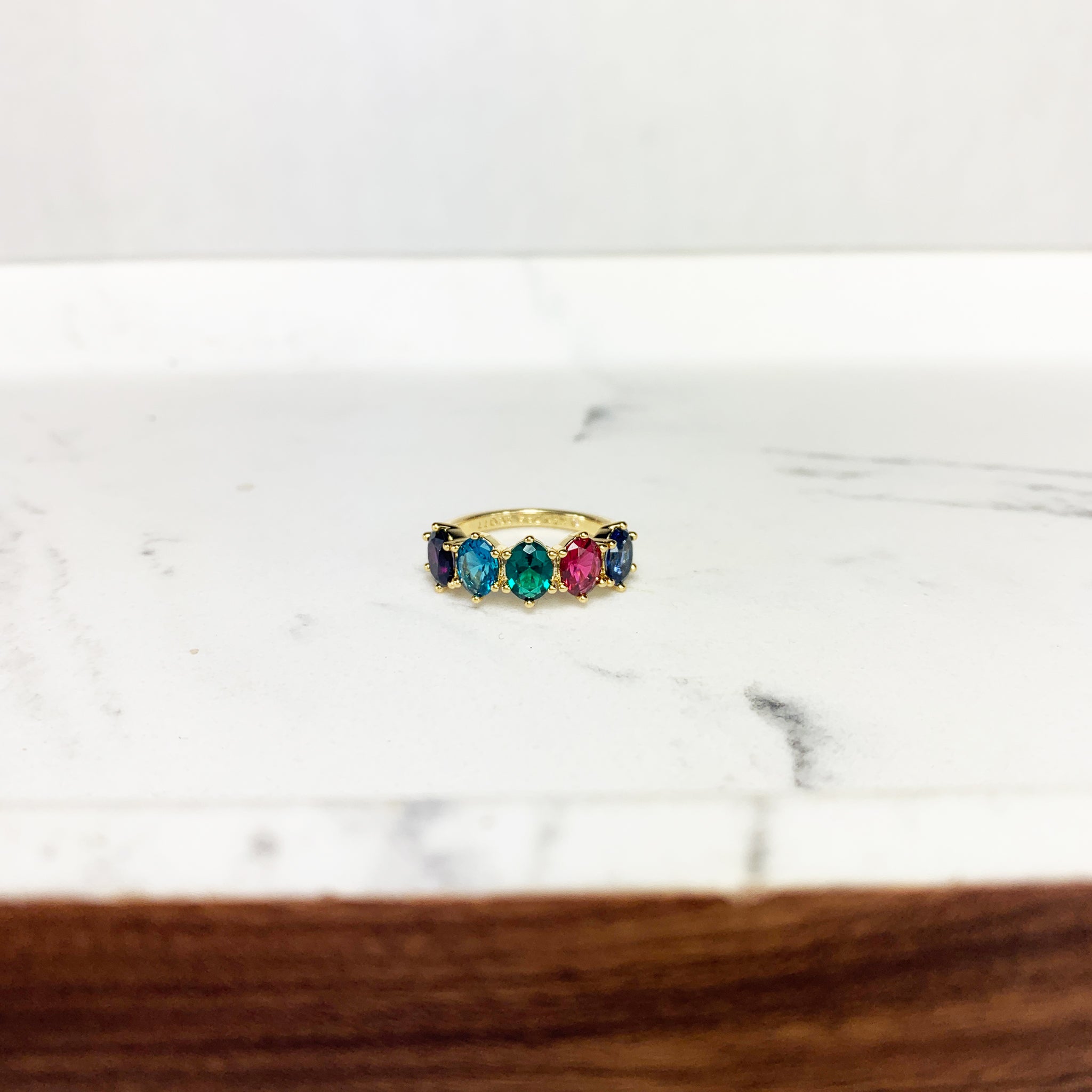 Kendra Scott Cailin Multi Stone Band Ring in Multi Mix and Gold Plated Size 6