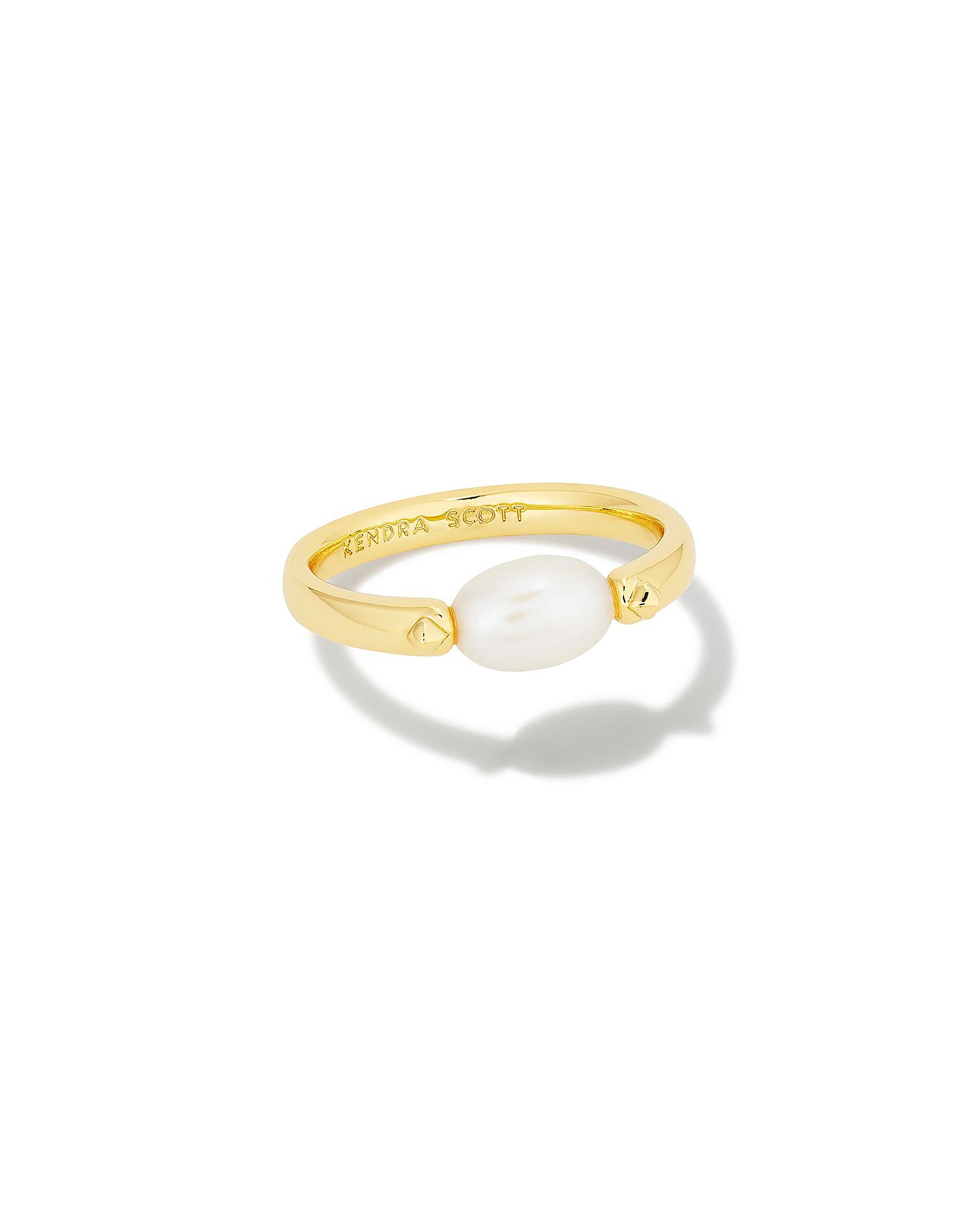 Kendra Scott Leighton Pearl Band Ring in White Pearl and Gold Plated