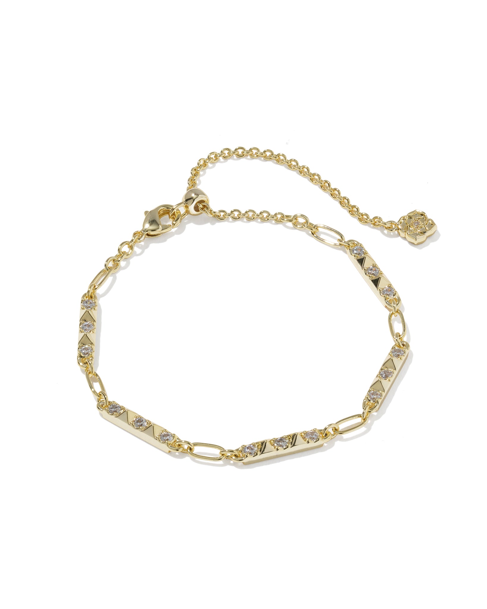 Kendra Scott Fate Chain Bracelet Set of Two in White CZ and Gold Plated