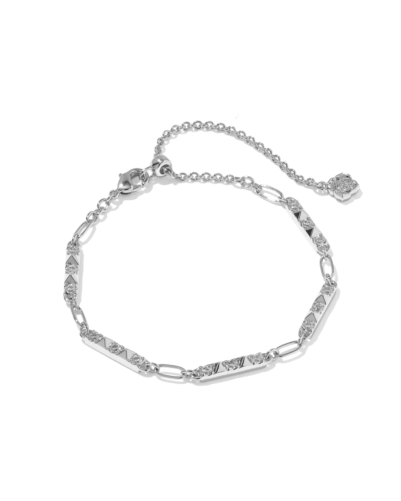 Kendra Scott Fate Chain Bracelet Set of Two in White CZ and Rhodium Plated