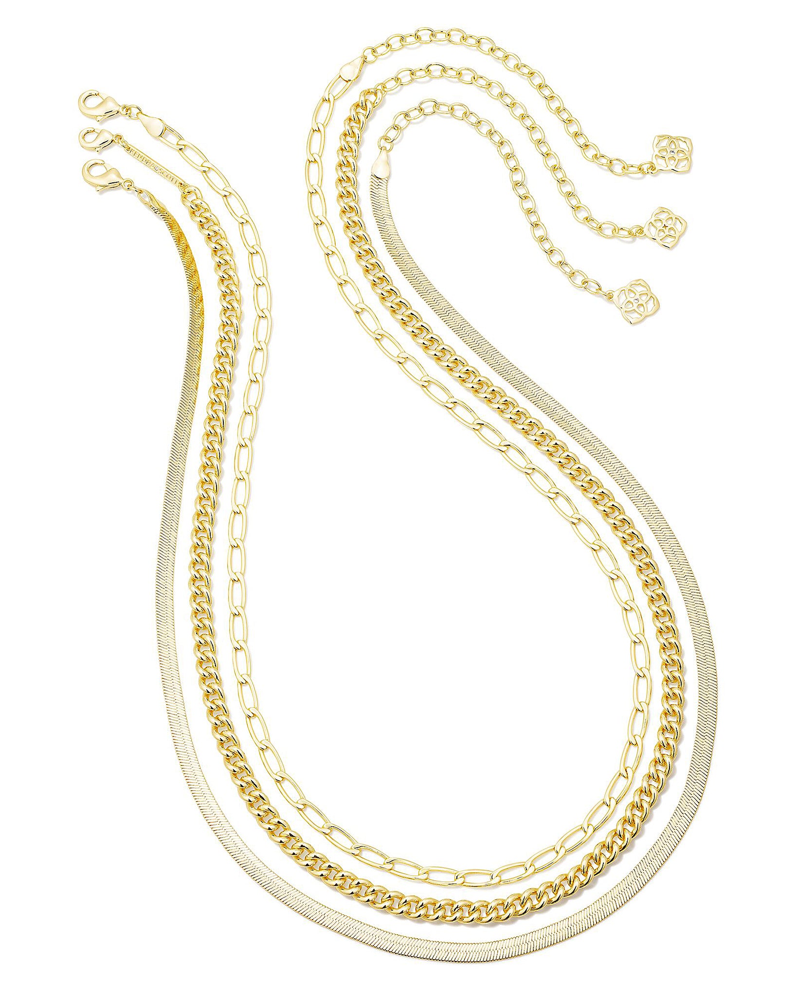 Kendra Scott Chain Layering Necklaces Set of Three in Gold Plated