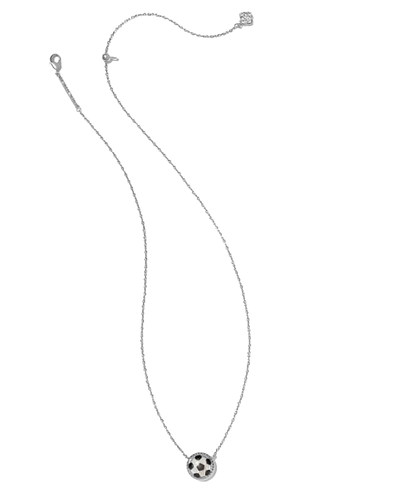 Kendra Scott Soccer Ball Pendant Necklace in Ivory Mother of Pearl and Rhodium Plated