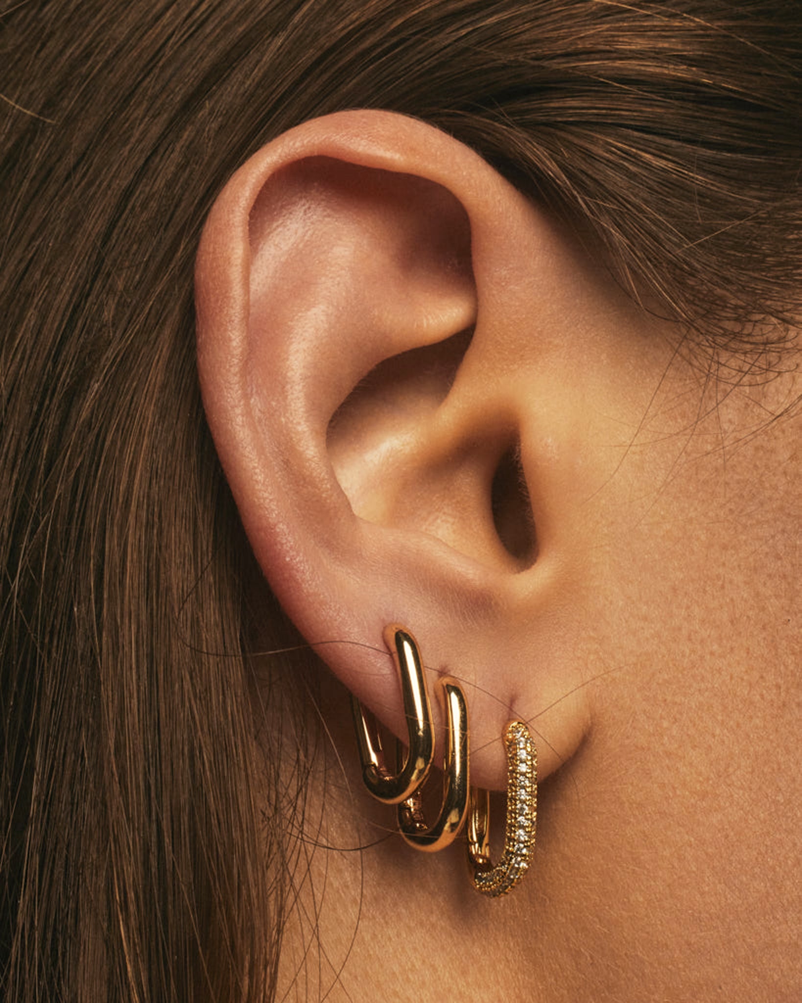 Luv Aj Chain Link Huggie Hoop Earrings in Gold Plated