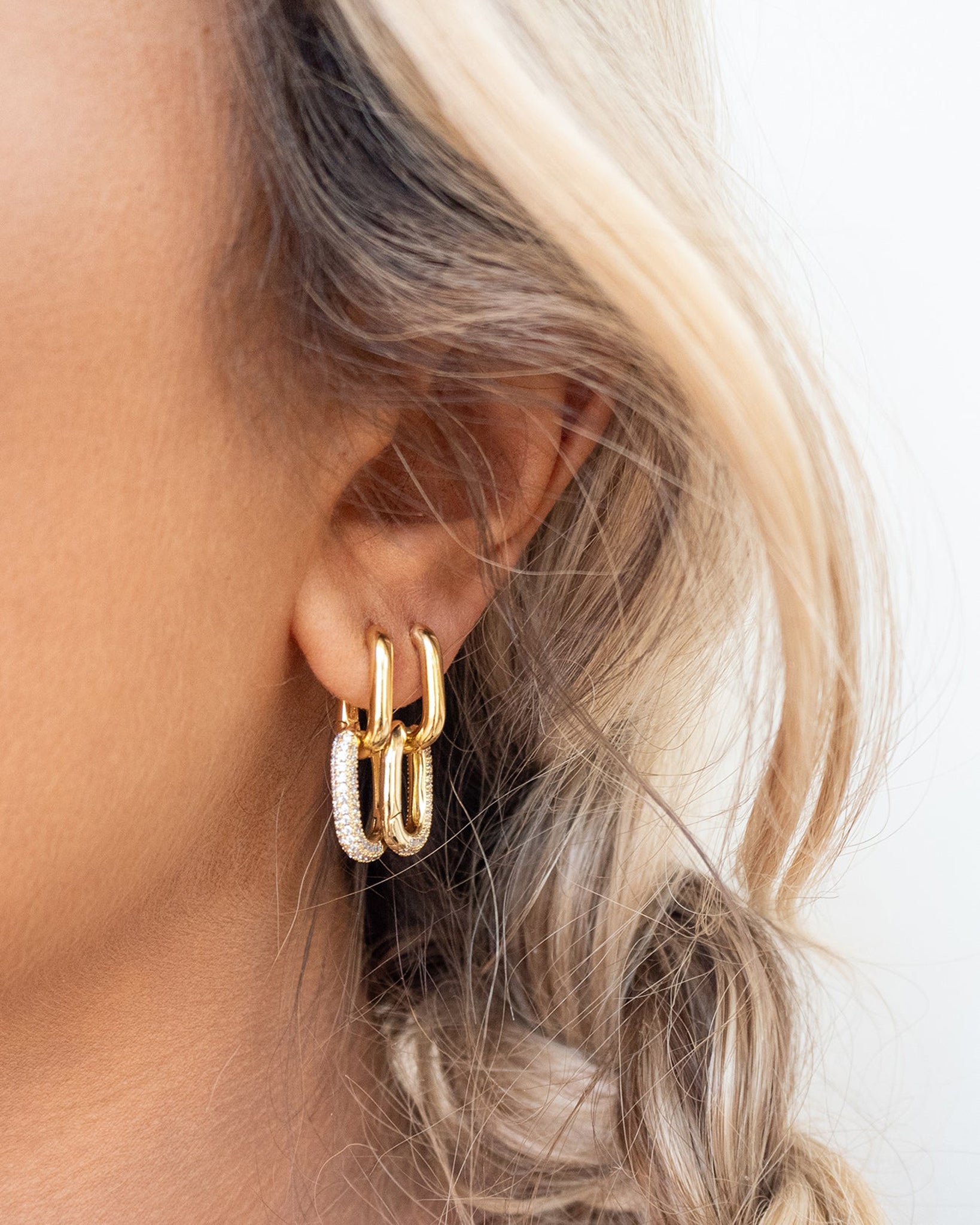 Luv Aj Chain Link Huggie Hoop Earrings in Gold Plated