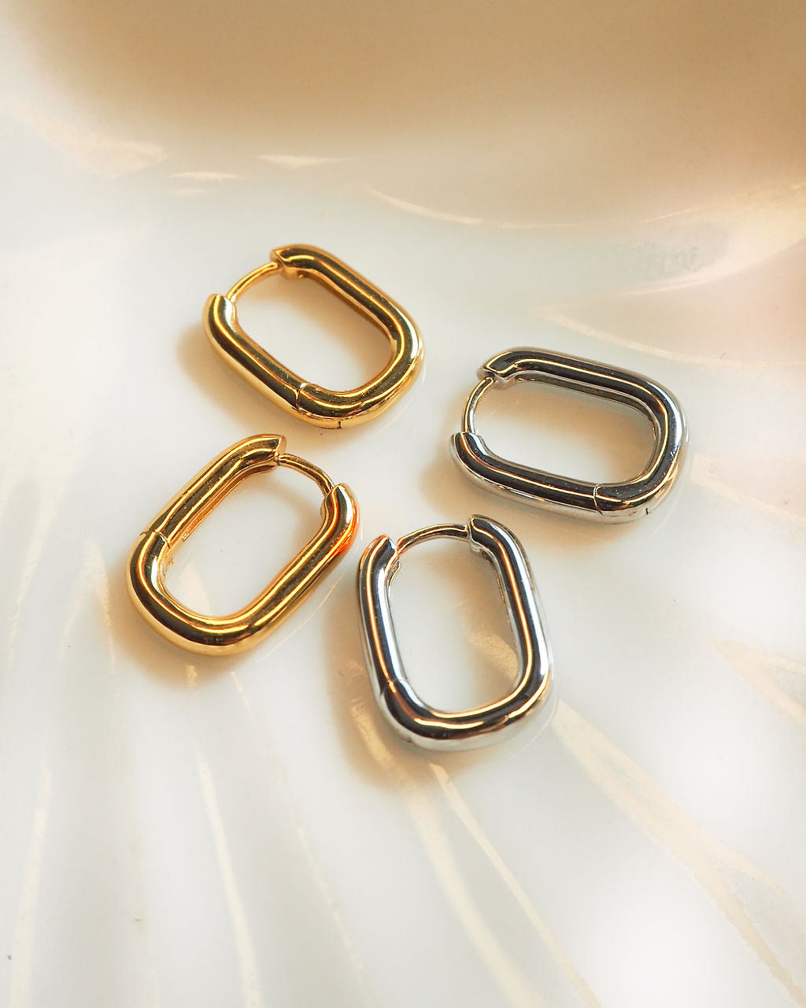 Luv Aj Chain Link Huggie Hoop Earrings in Rhodium Silver Plated