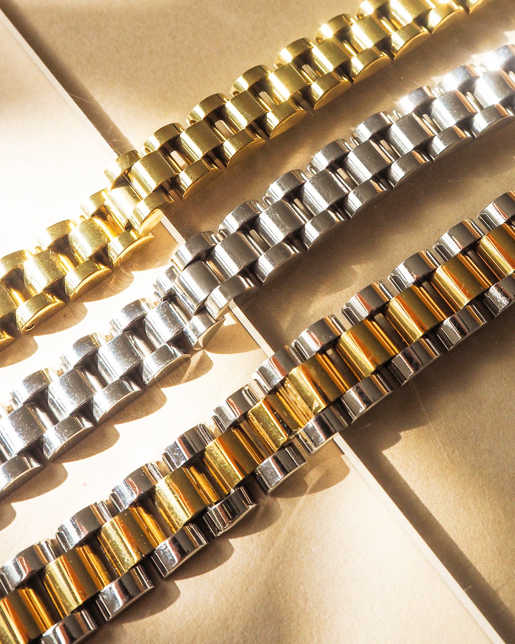 Luv Aj Two Toned Timepiece Watch Band Bracelet in Gold and Rhodium Silver Plated