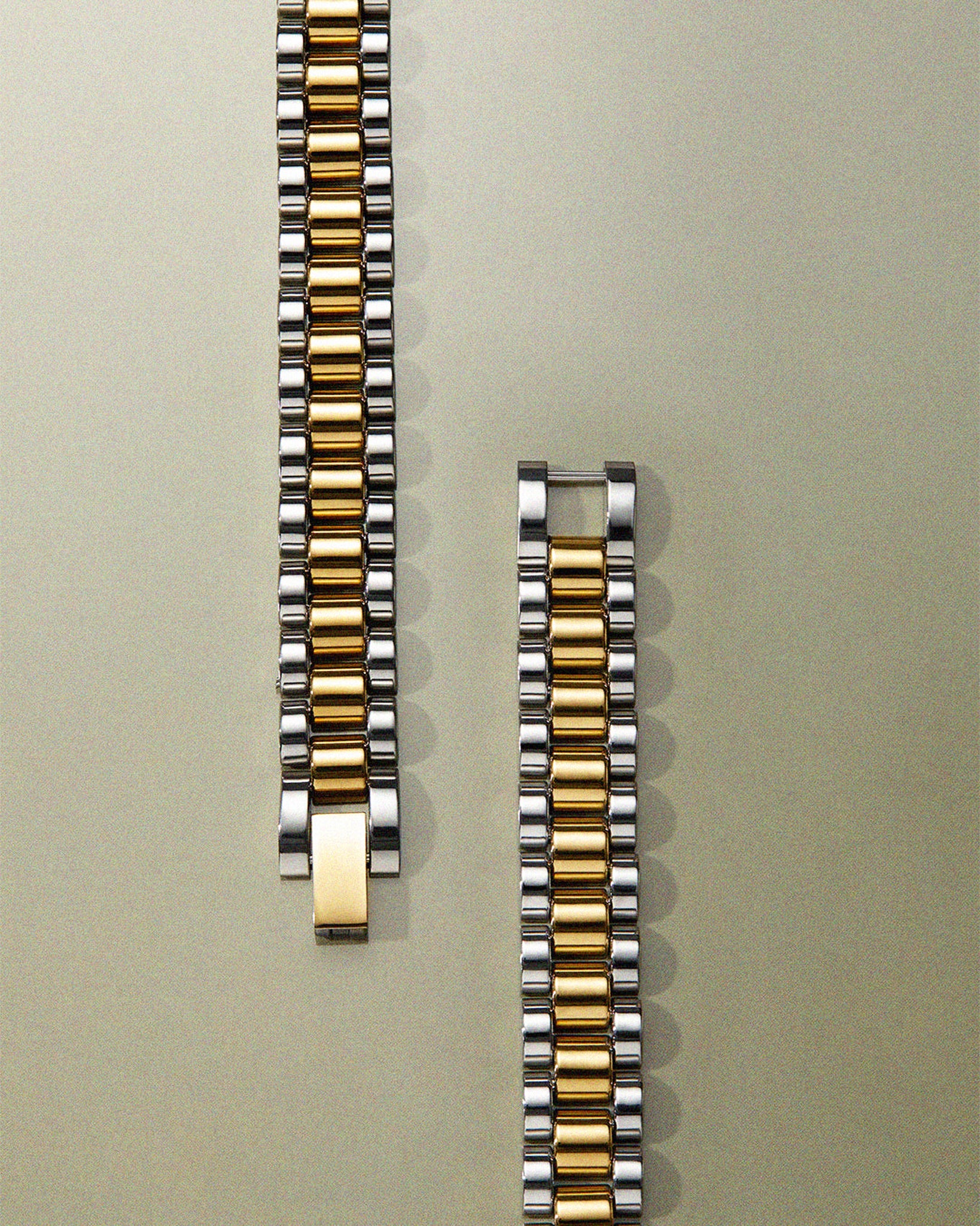 Luv Aj Two Toned Timepiece Watch Band Bracelet in Gold and Rhodium Silver Plated