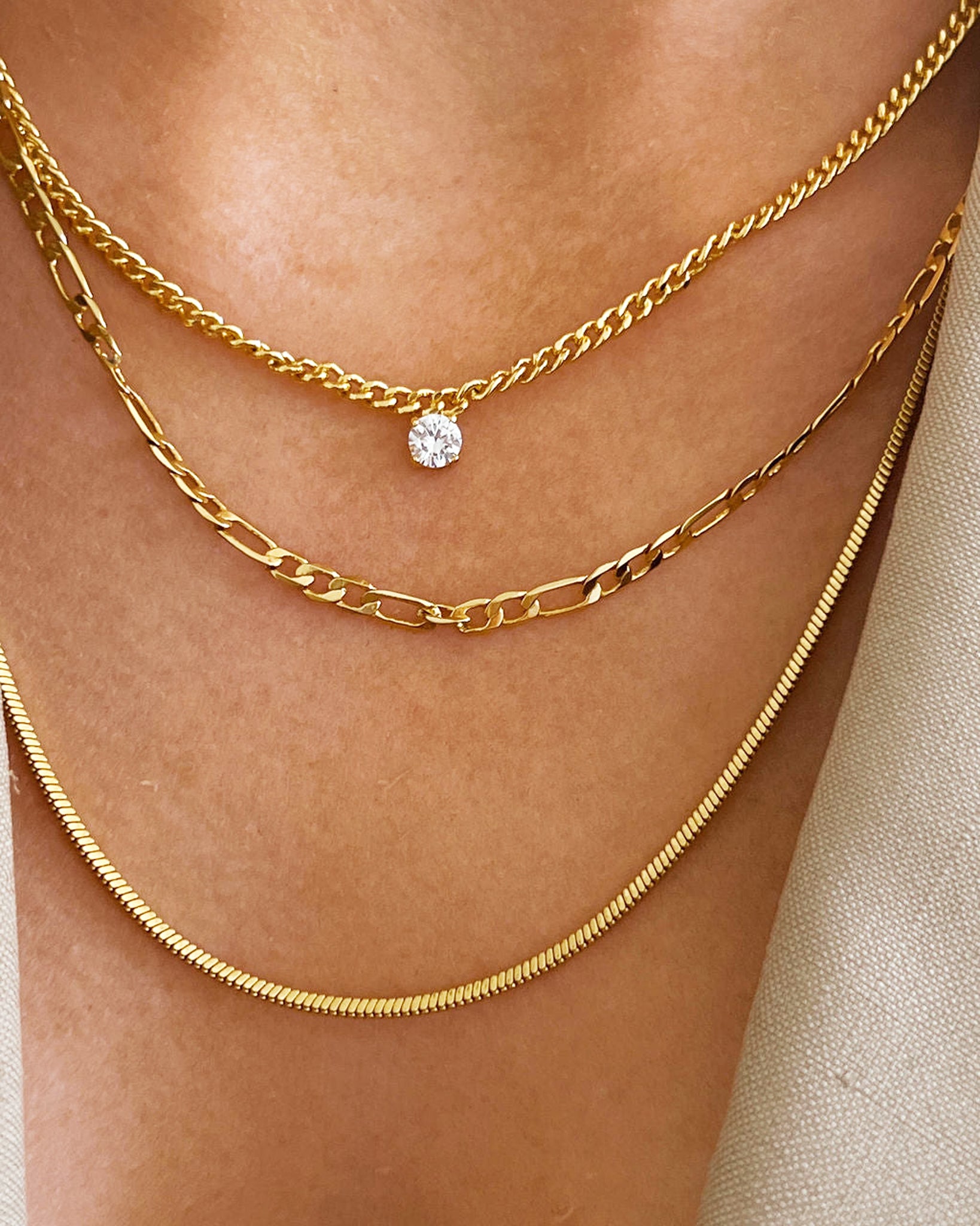 Luv Aj Bardot Stud Charm Pendant Necklace in CZ and Gold Plated