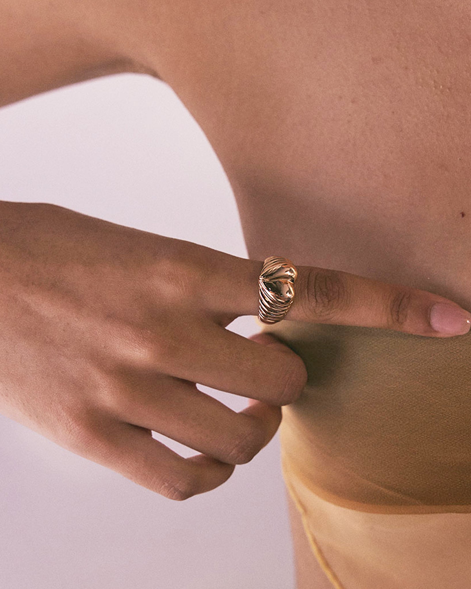 Luv Aj Corazon Signet Heart Band Ring in Gold Plated - Size 6