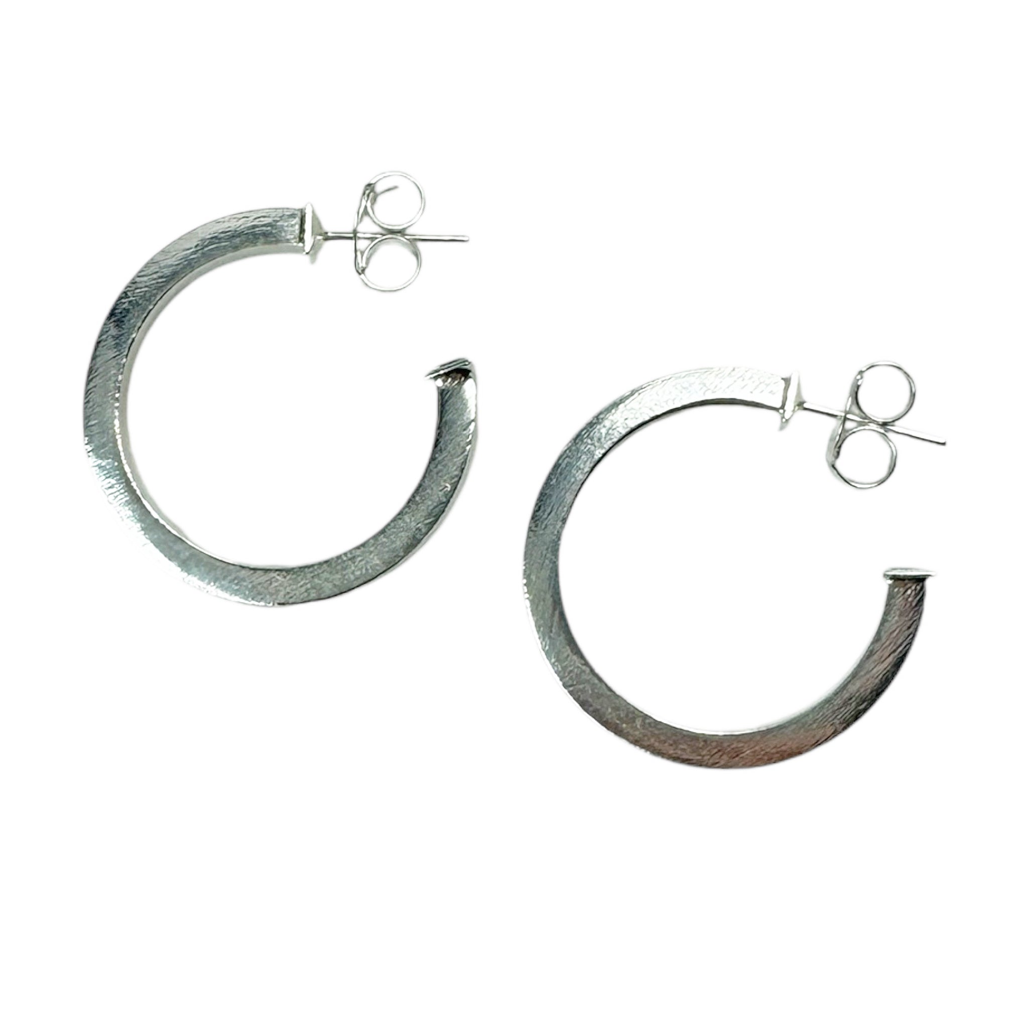 Sheila Fajl Elise Square Tube Hoop Earrings in Brushed Silver Plated