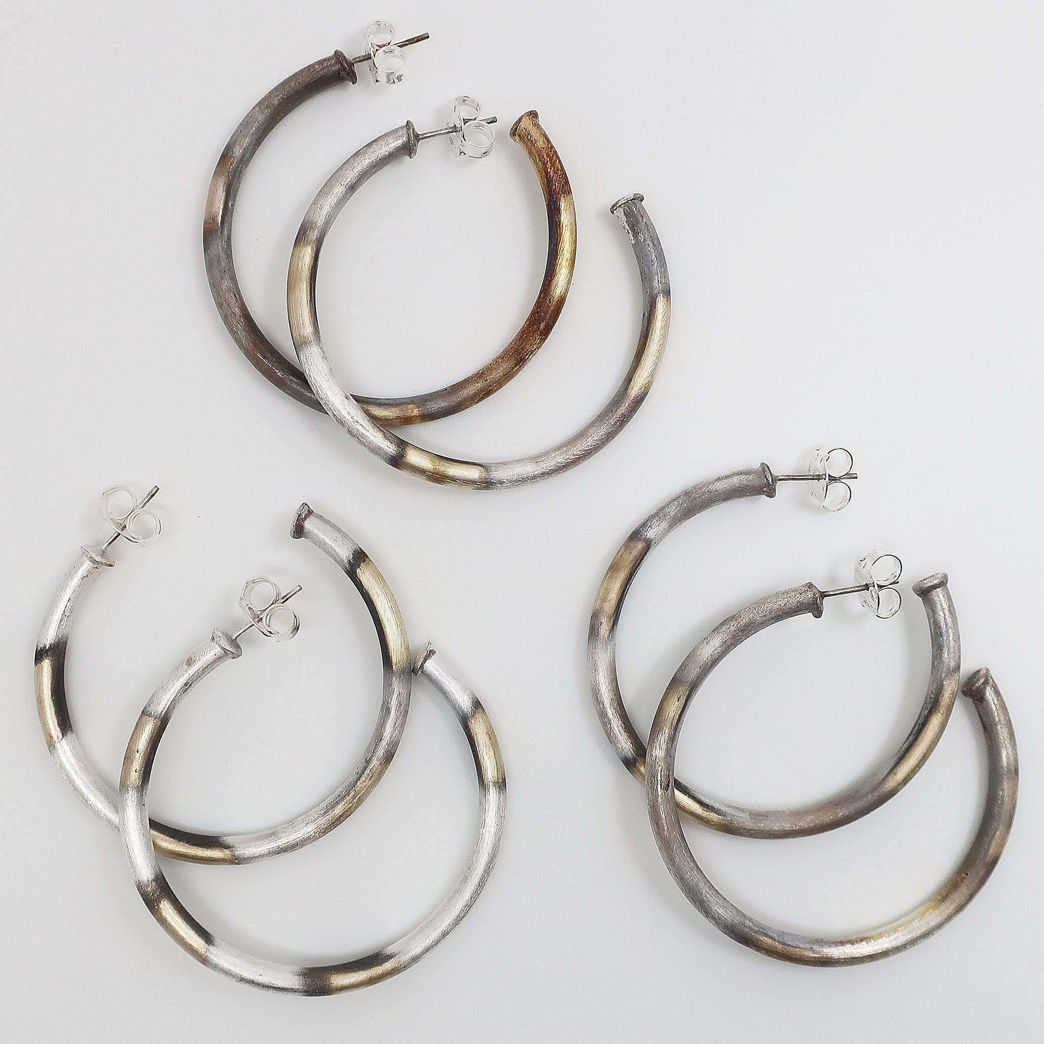 Sheila Fajl Small Everybody's Favorite Tubular Hoop Earrings in Burnished Silver Plated