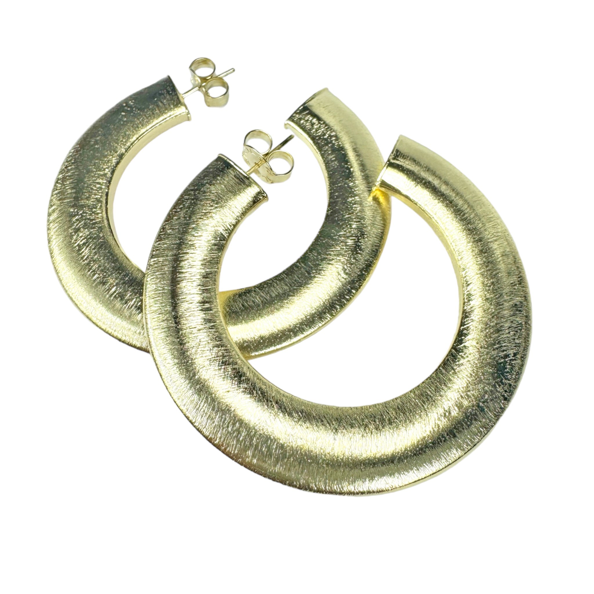 Sheila Fajl Irene 2.25 inch Large Flat Wide Hoop Earrings in Gold Plated