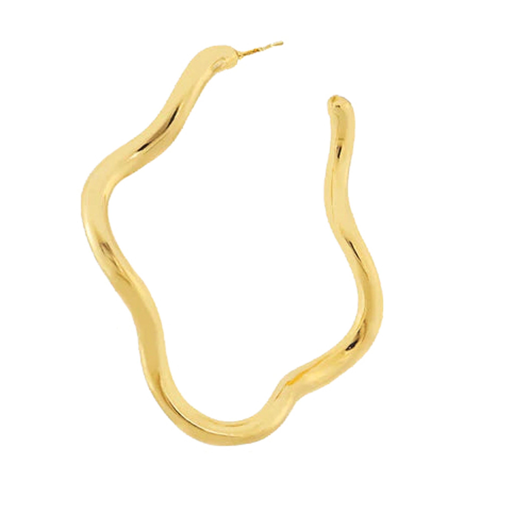 Sheila Fajl Wiggle Wiggle Hoop Earrings in Shiny Polished Gold Plated