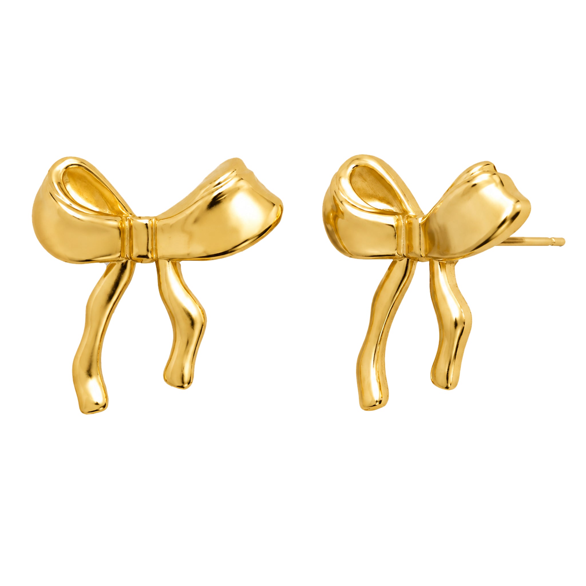 Sheila Fajl Jordi Bow Stud Earrings in Shiny Polished Gold Plated