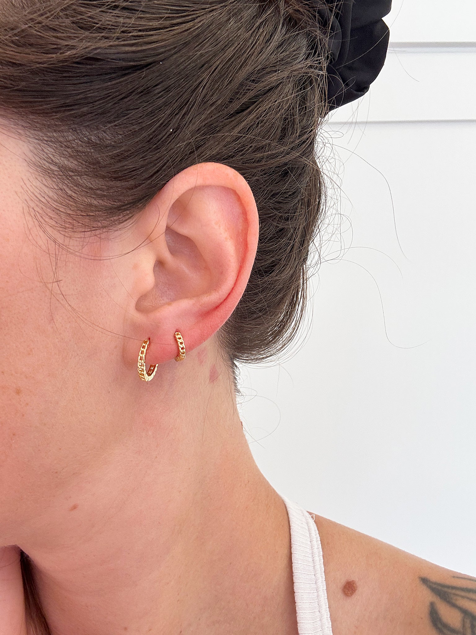 Sheila Fajl Trinity Trio Hoop Earring Set of 3 Huggie Hoops in Polished Gold Plated