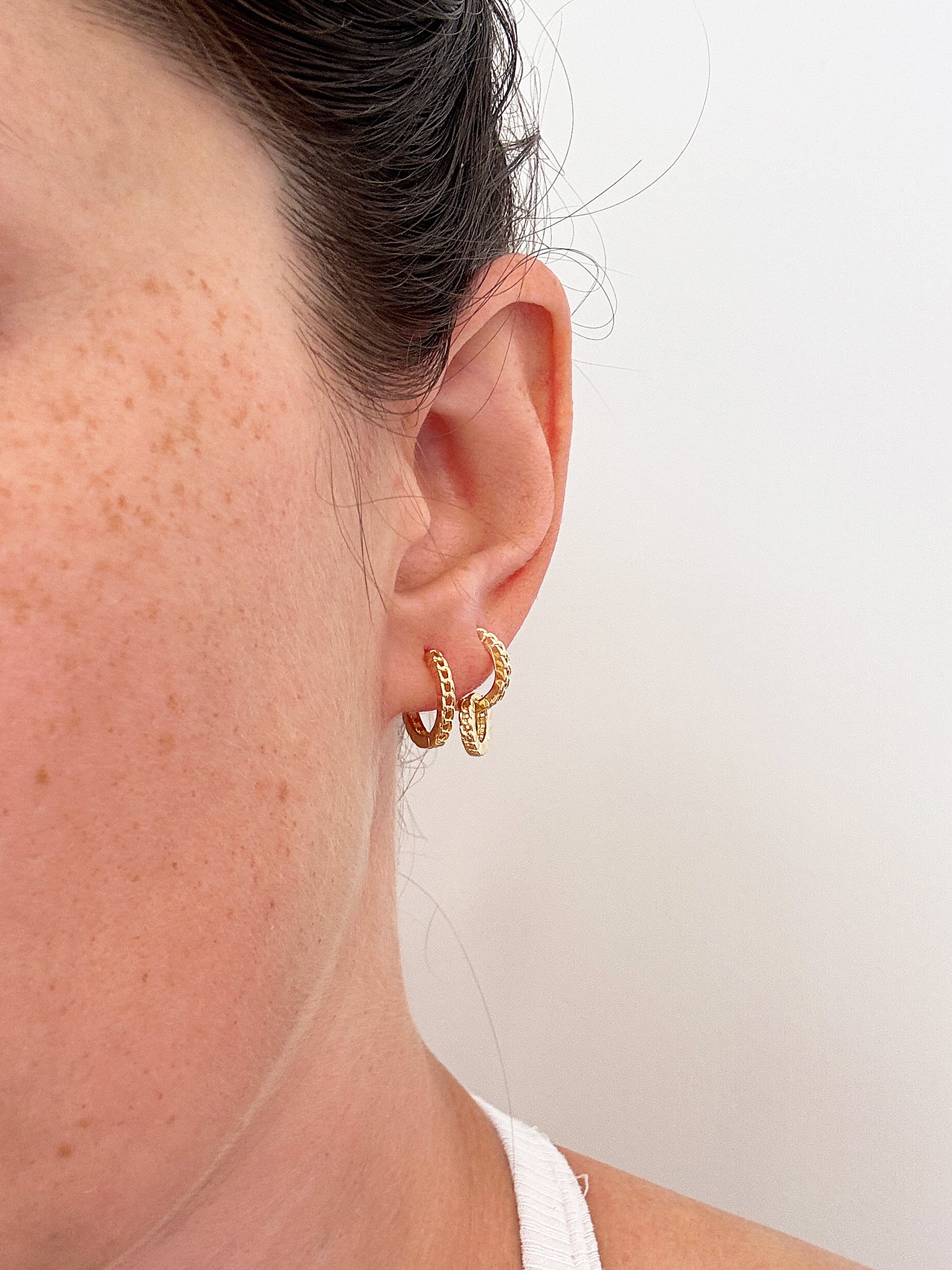 Sheila Fajl Trinity Trio Hoop Earring Set of 3 Huggie Hoops in Polished Gold Plated