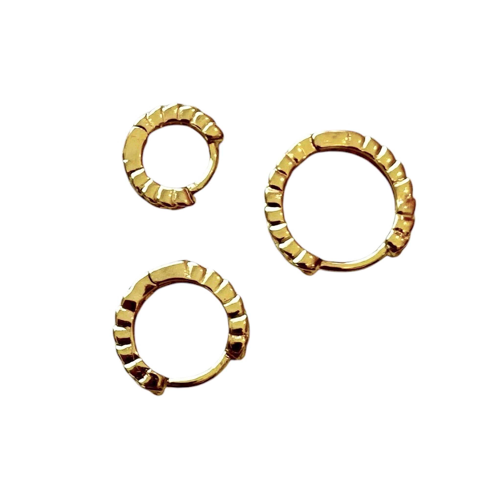 Sheila Fajl Trinity Trio Hoop Earring Set of 3 Huggie Hoops in Polished Gold Plated