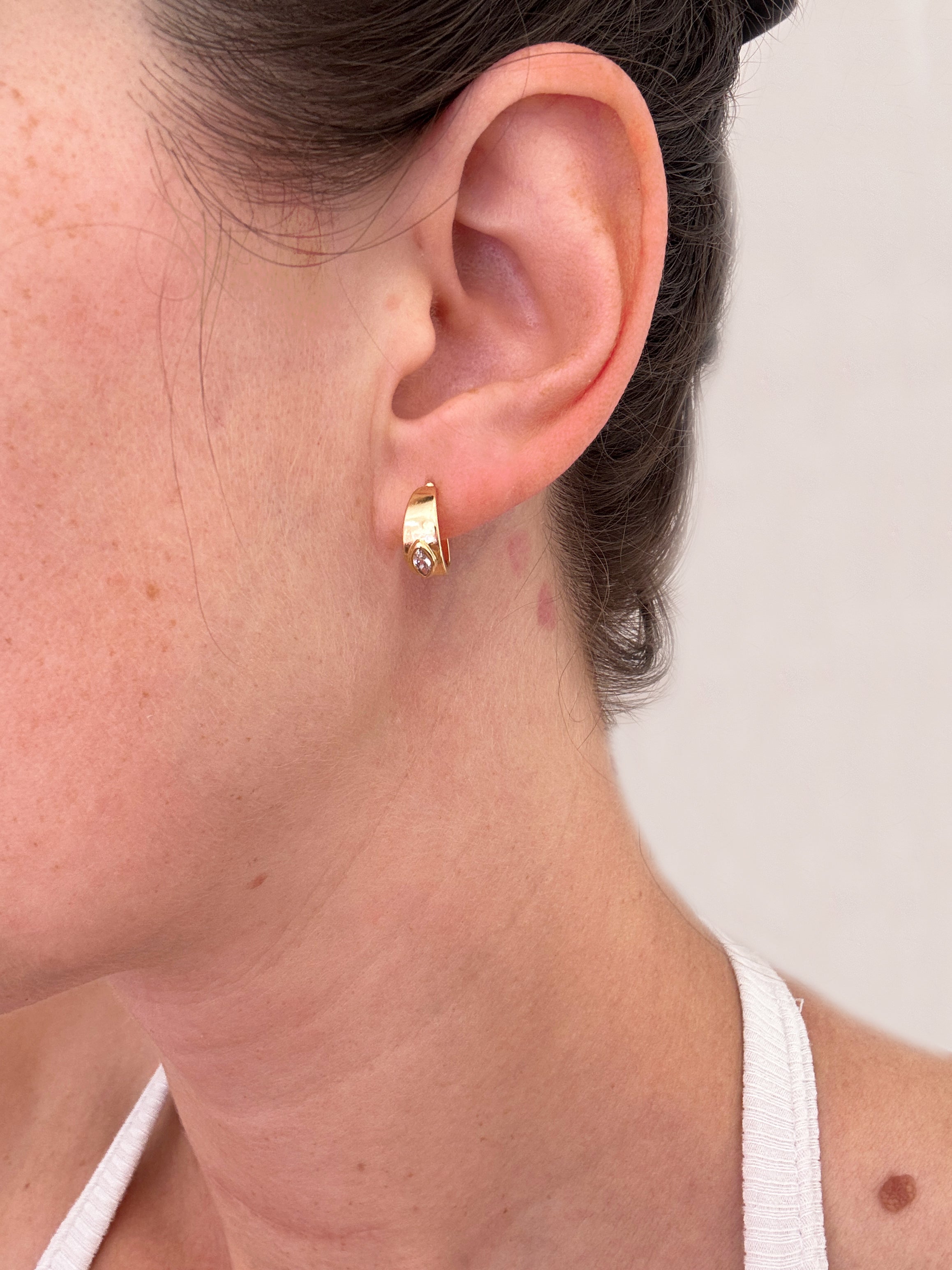 Sheila Fajl Celestia Huggie Hoop Earrings in Cubic Zirconia and Polished Gold Plated